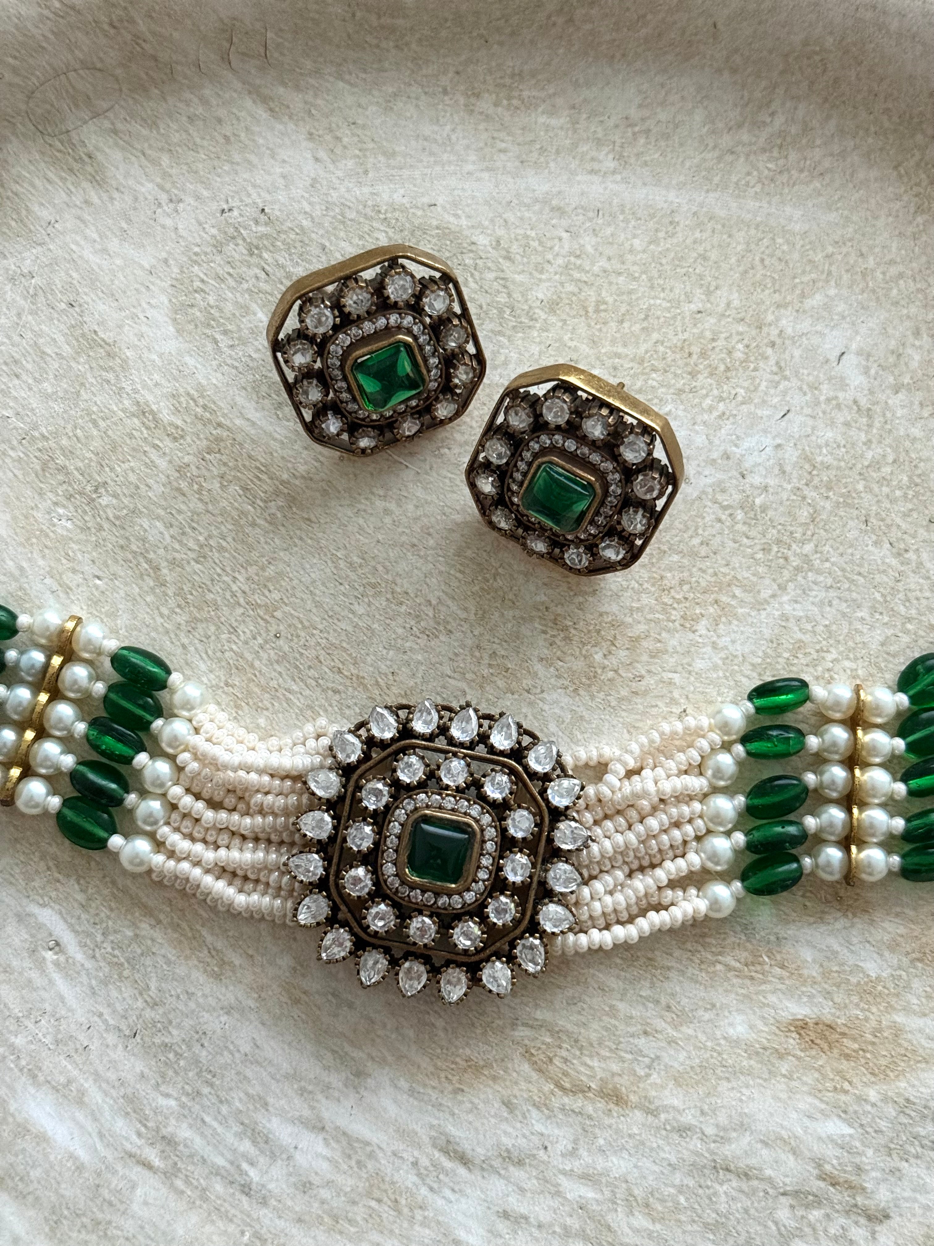 Ridhima Choker Set | Green