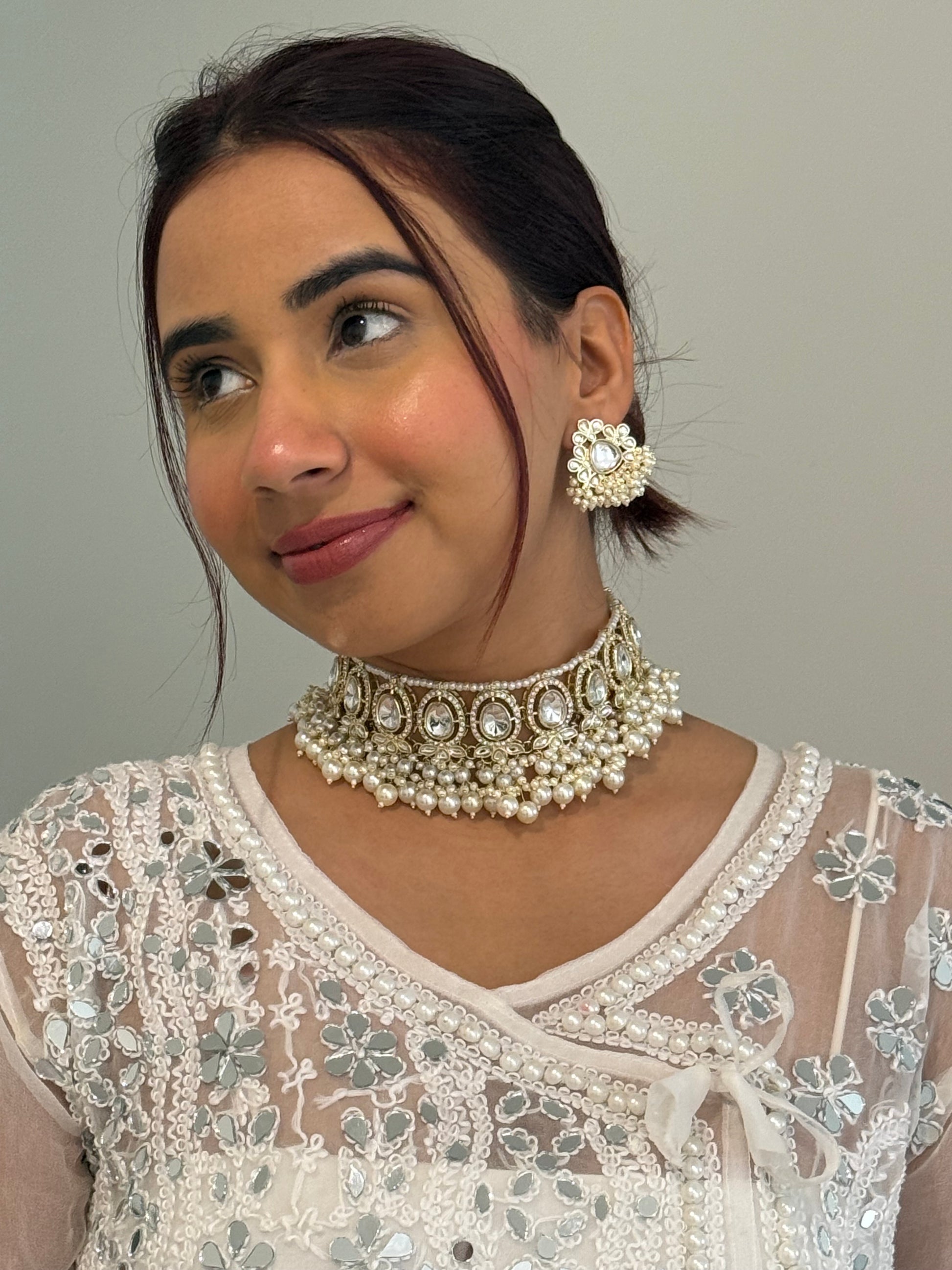 Dimple Necklace Set White