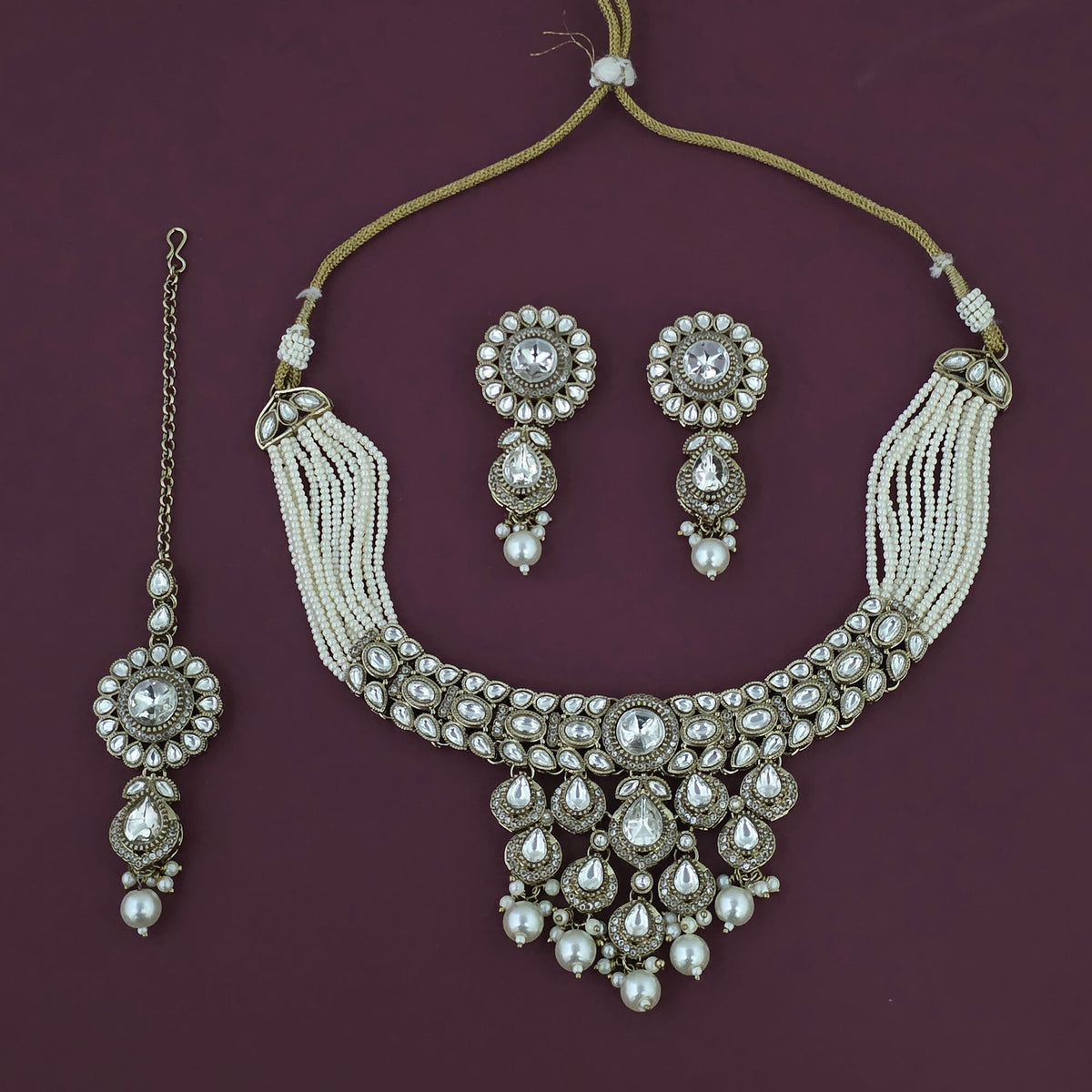 Kaajal Necklace Set | White