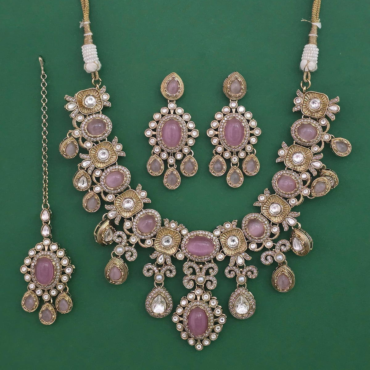 Ambika Necklace Set | Baby Pink