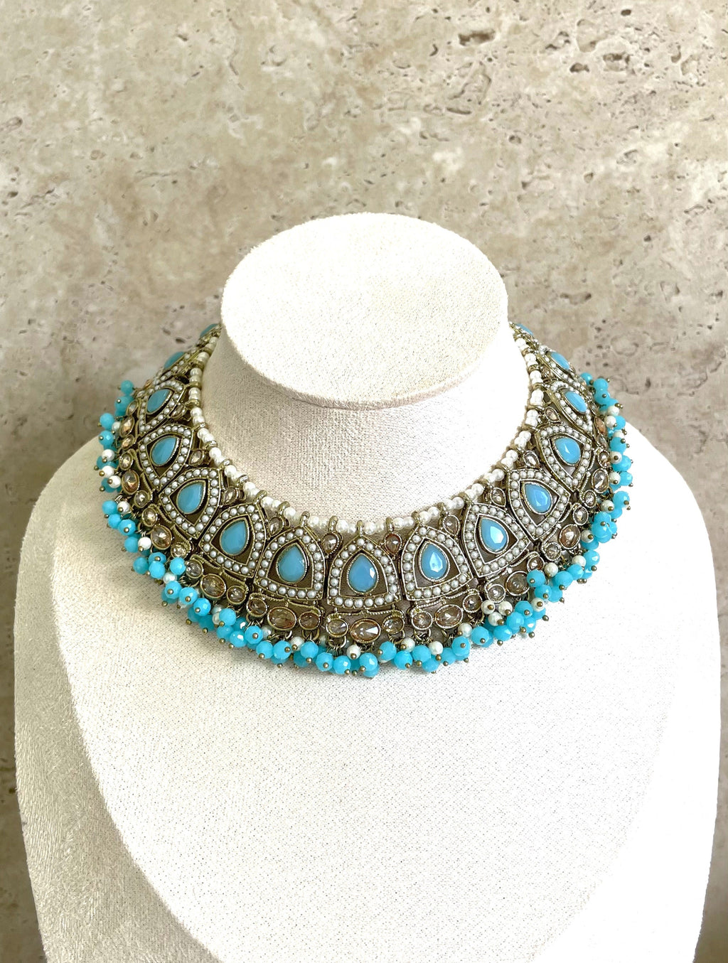 Zoya Necklace Set Blue