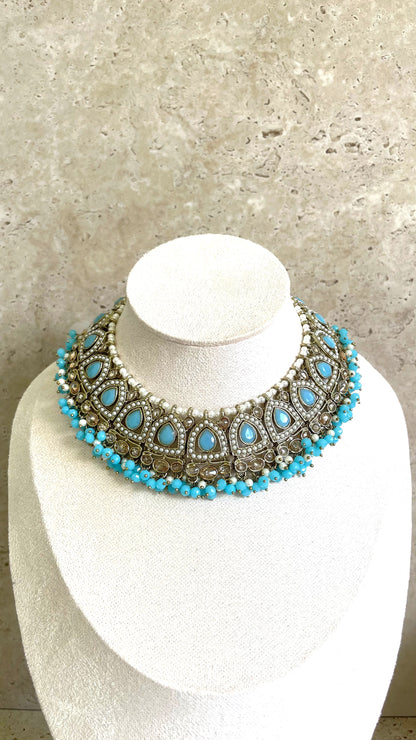 Zoya Necklace Set Blue