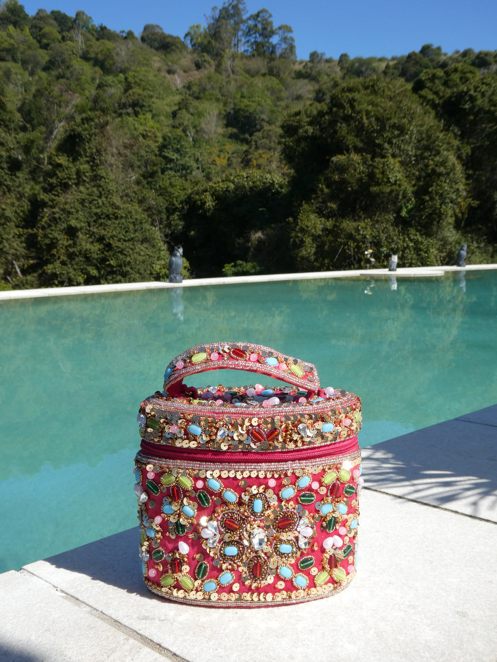 Nyla Beaded Box Clutch Bag | Pink