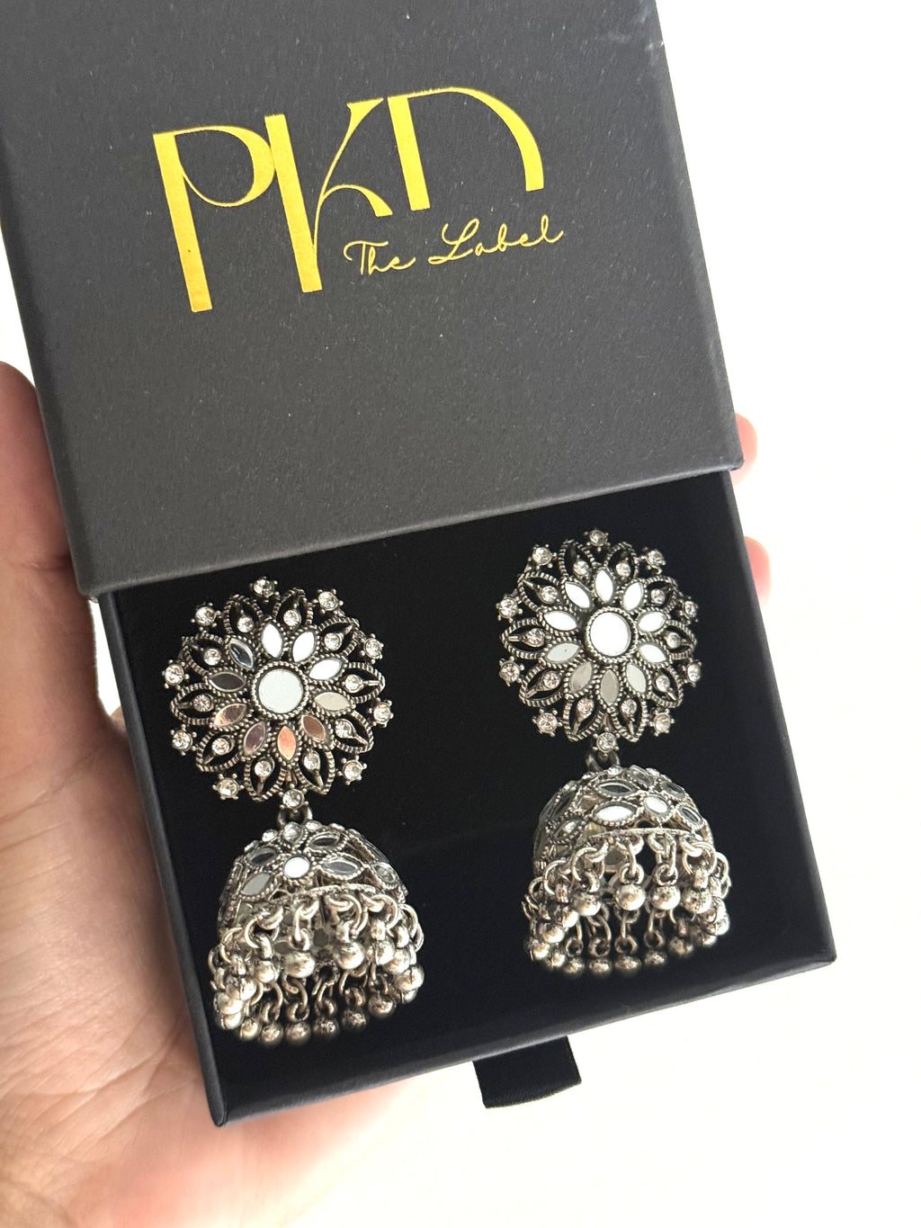 Vanya Mirror Earrings | Oxidised