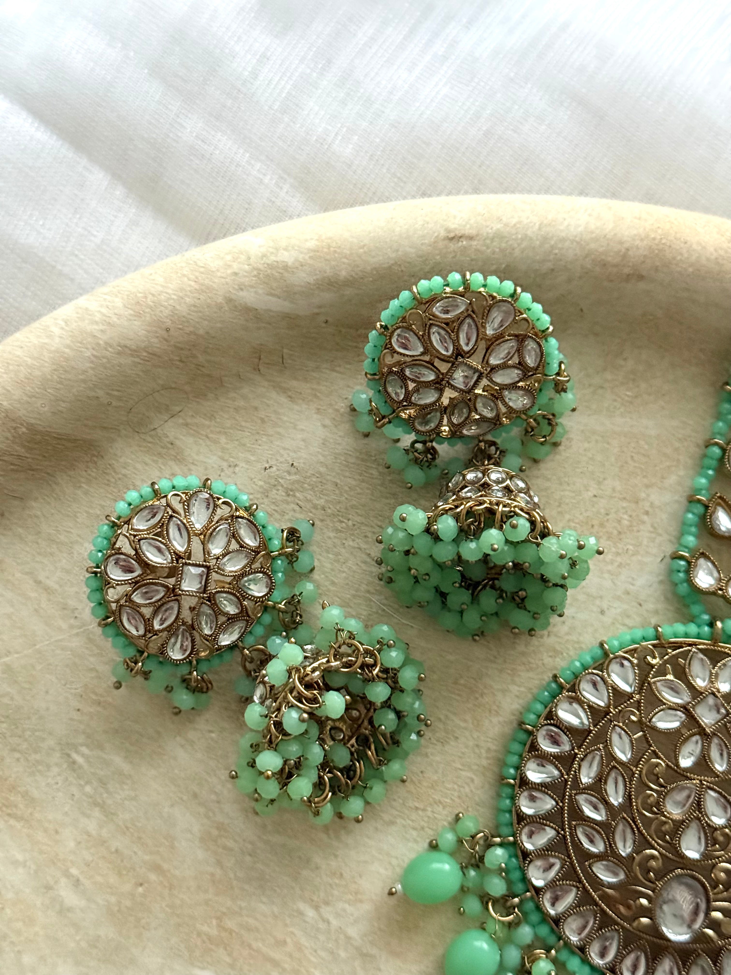 Jasleen Tikka Set | Mint Green