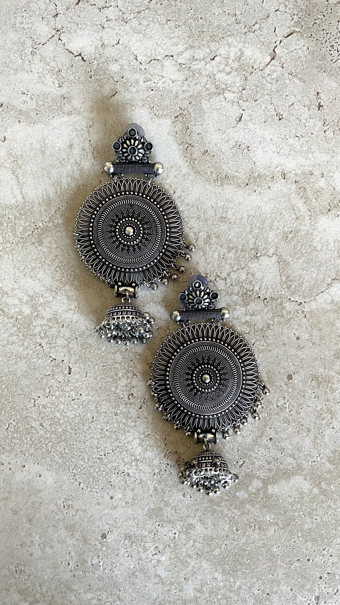 Zeenat Earrings Oxidised