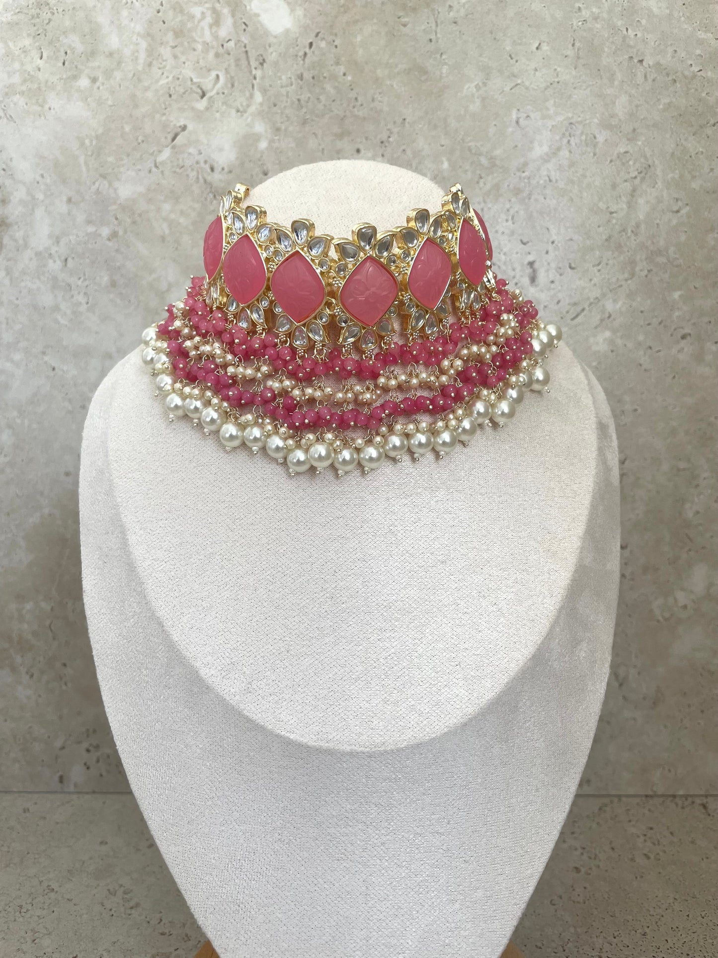 Gehna Necklace Set Pink