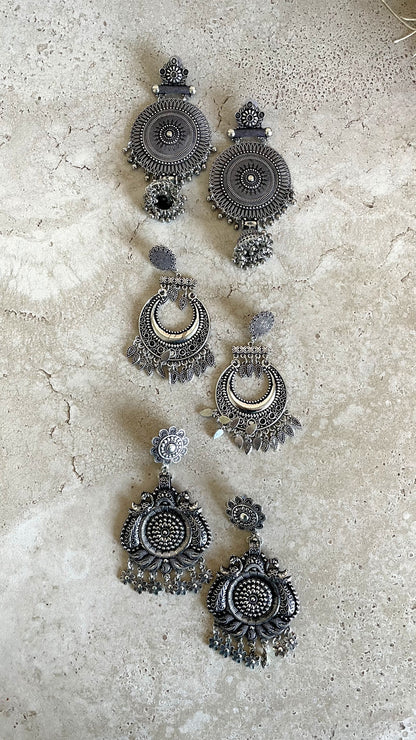 Zeenat Earrings Oxidised