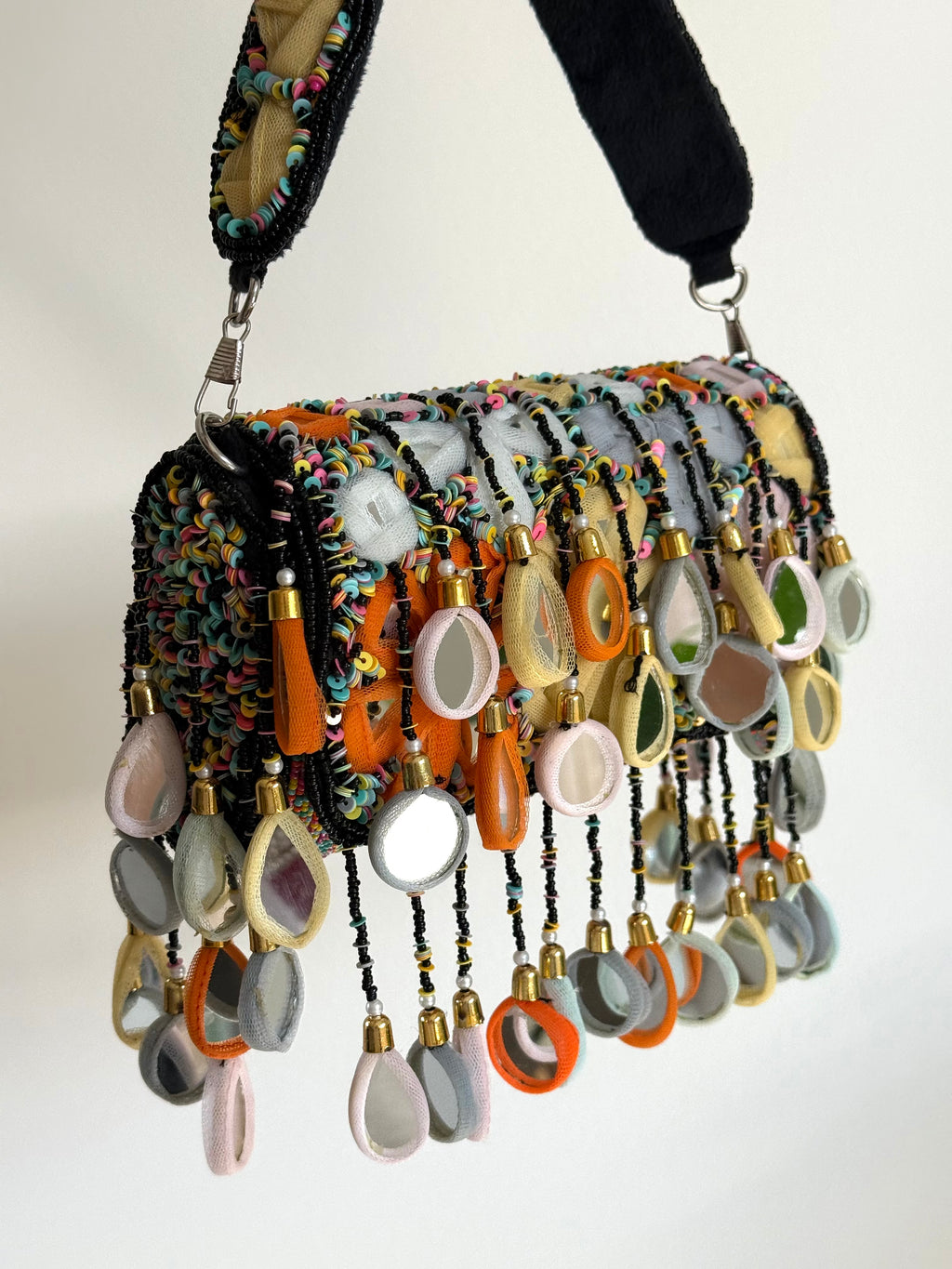 Zahreen Beaded Mirror Bag | Black