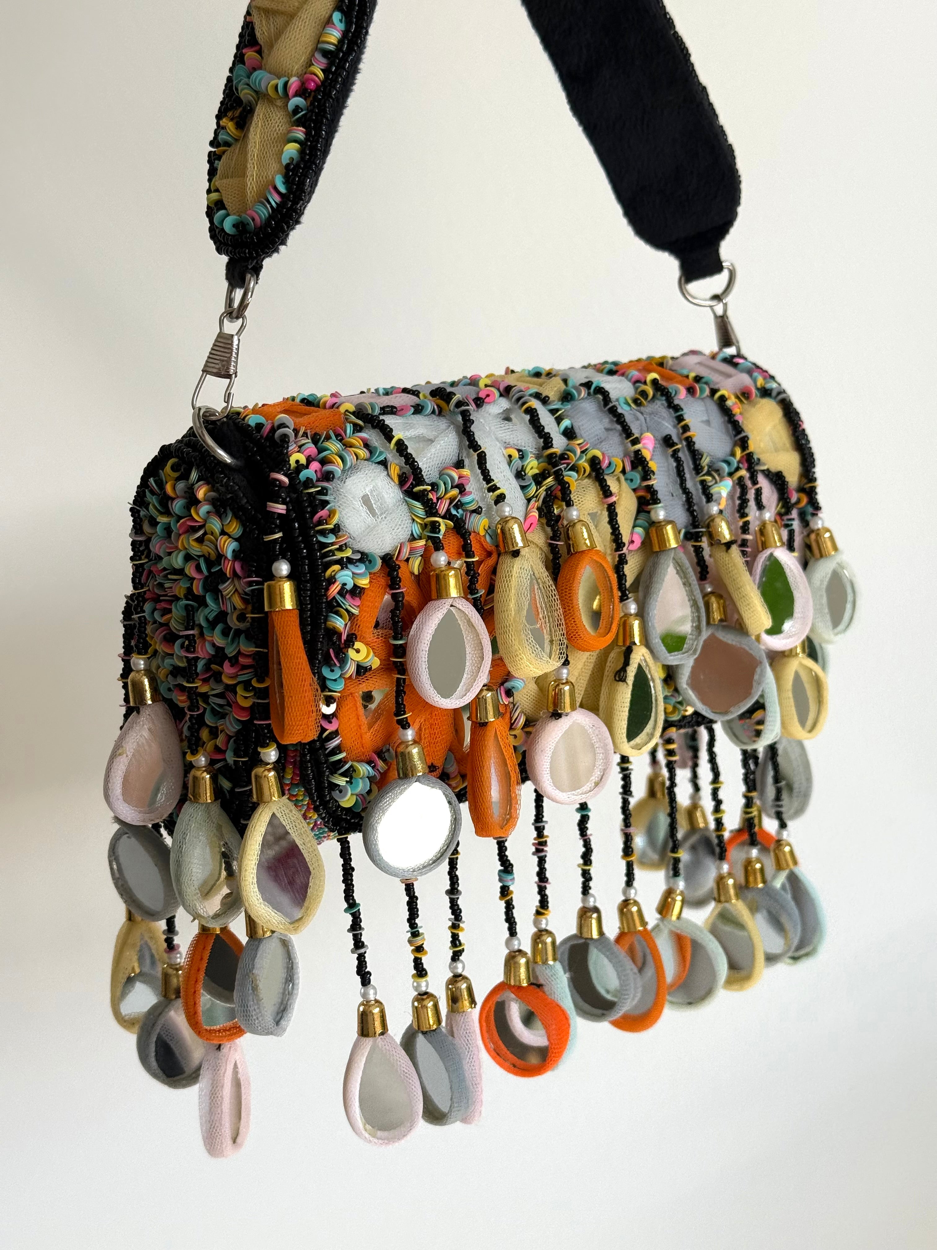 Zahreen Beaded Mirror Bag | Black