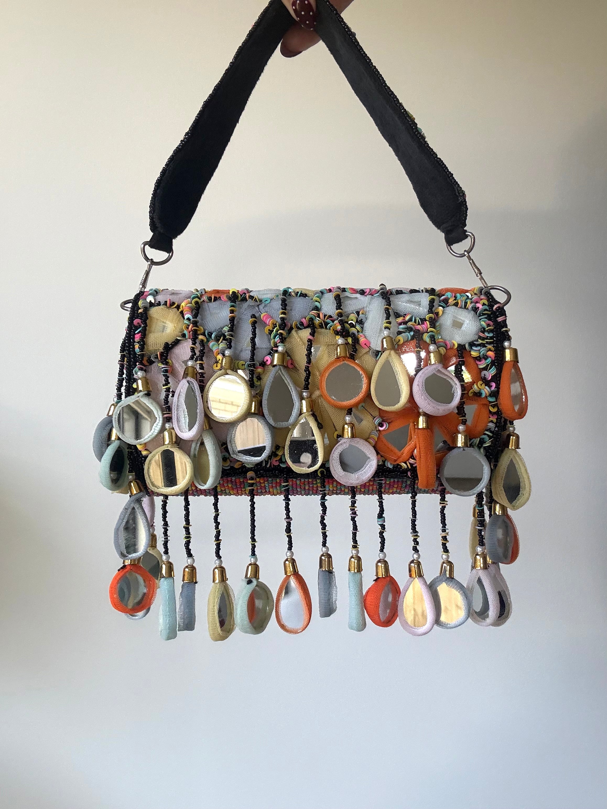 Zahreen Beaded Mirror Bag | Black
