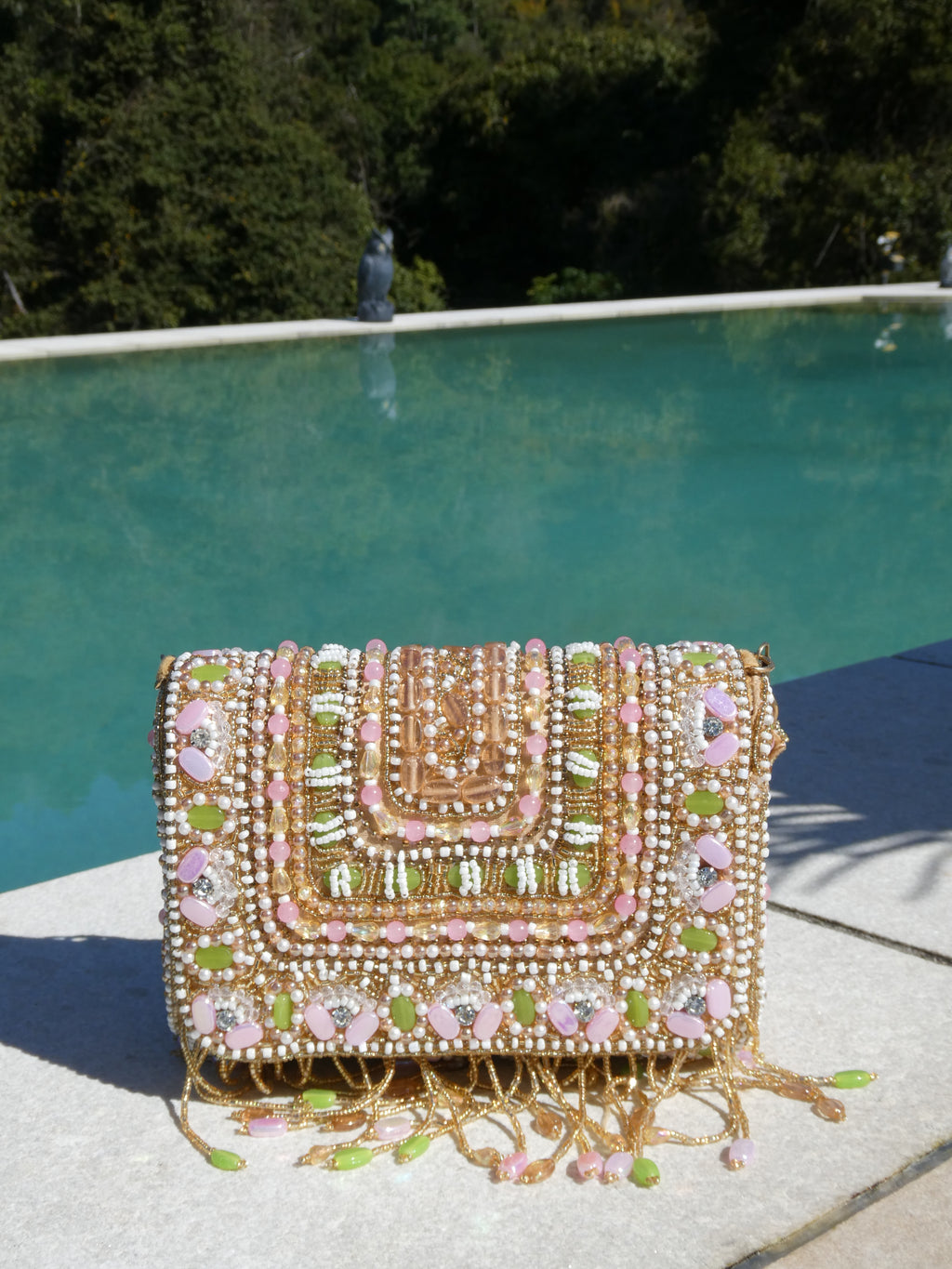 Ziya Beaded Bag | Mint Pink