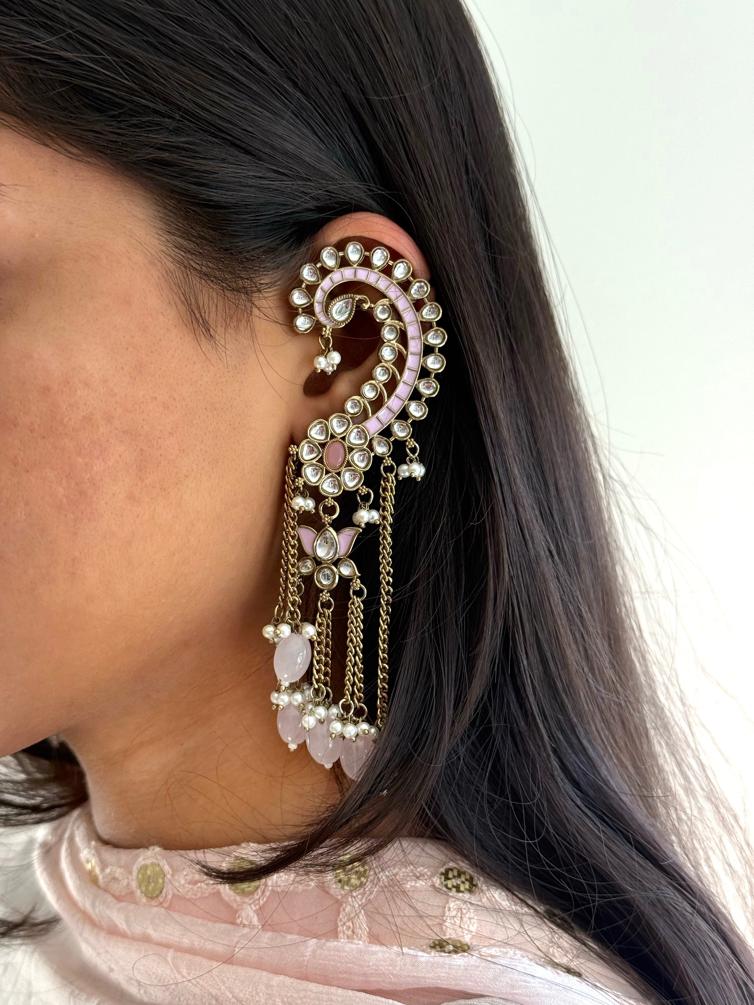 Indira Earcuff Earrings | Soft Pink