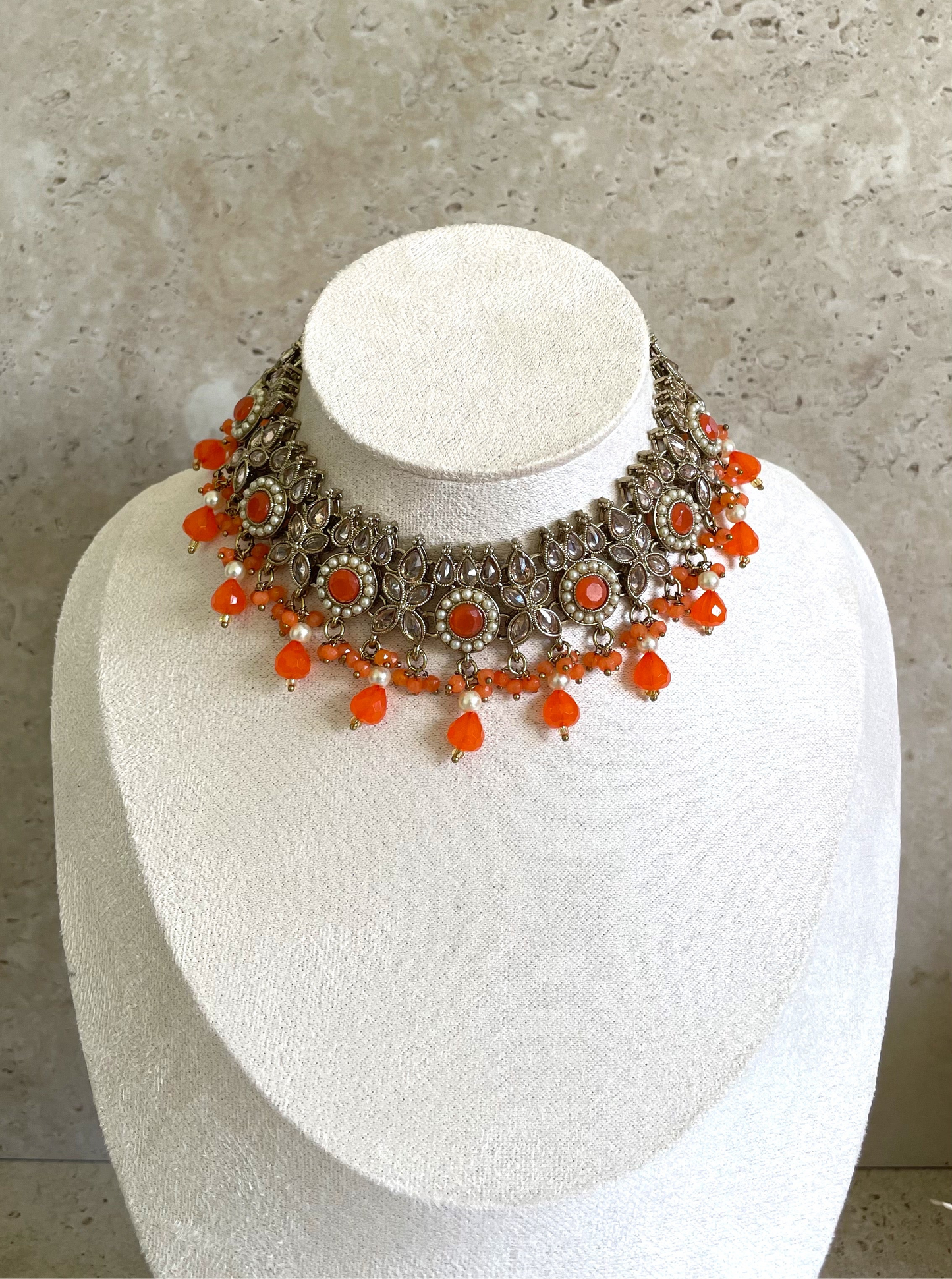 Deepika Necklace Set Orange