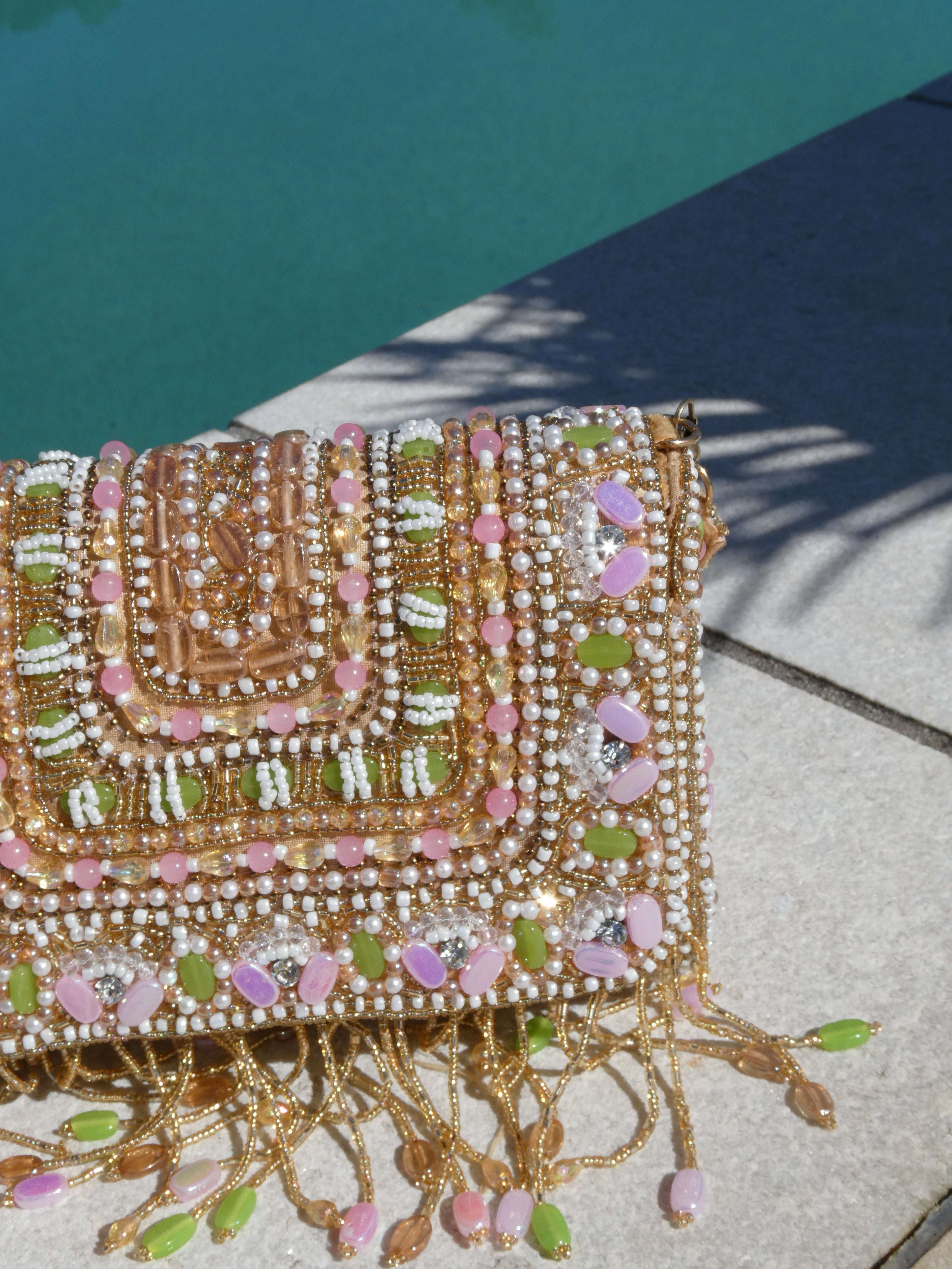 Ziya Beaded Bag | Mint Pink
