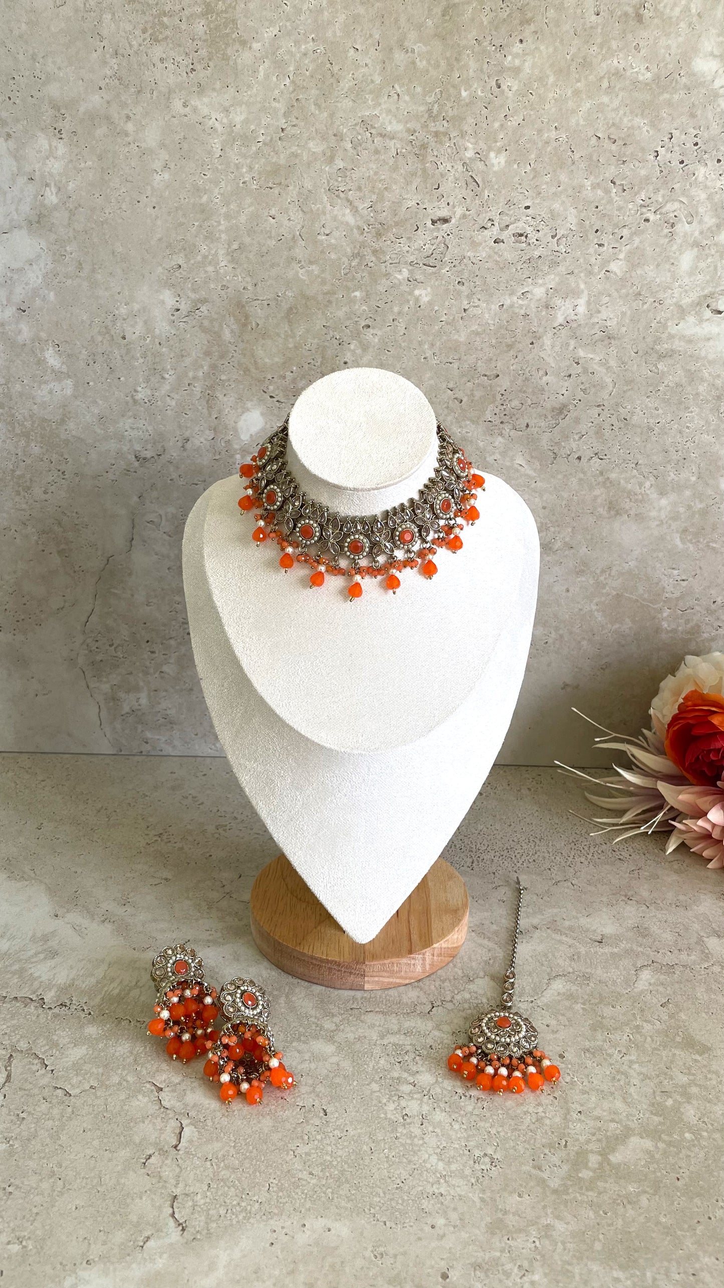 Deepika Necklace Set Orange