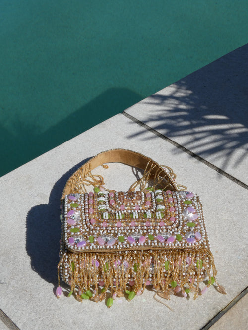 Ziya Beaded Bag | Mint Pink