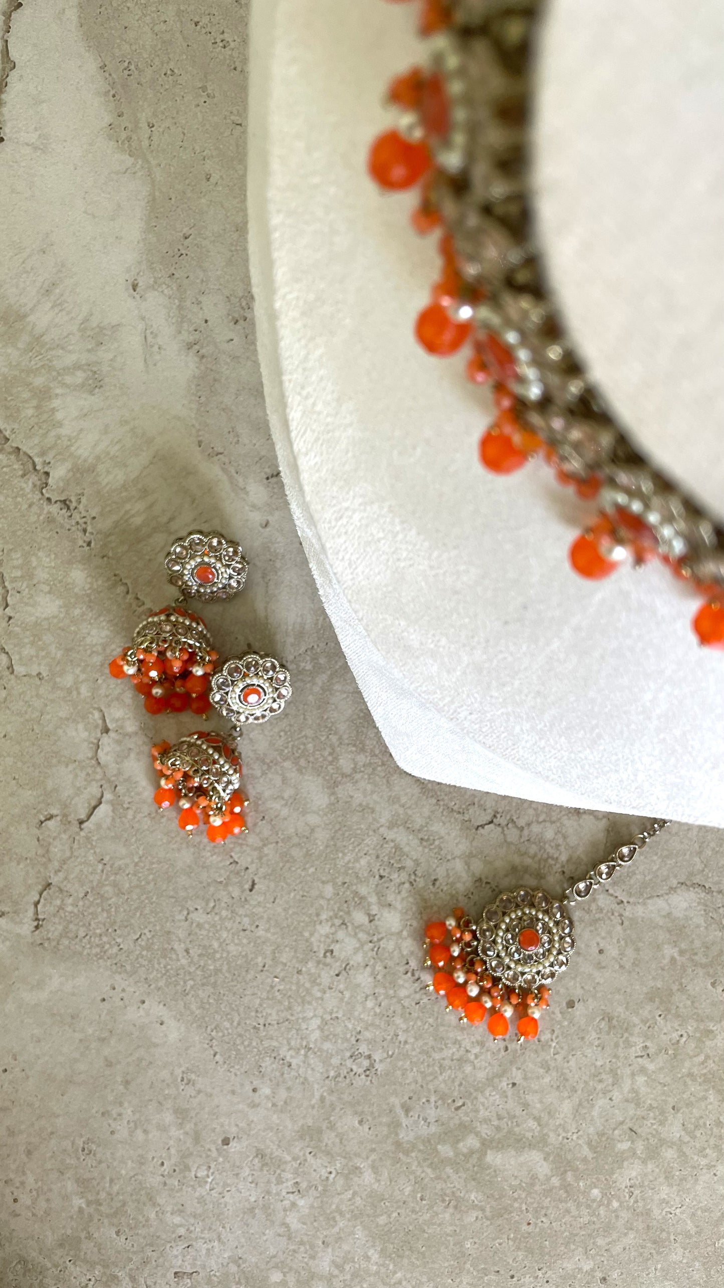 Deepika Necklace Set Orange