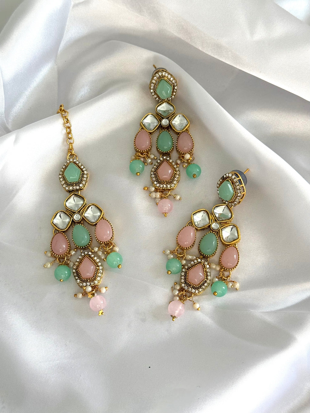 Elyana Necklace Set Mint Pink