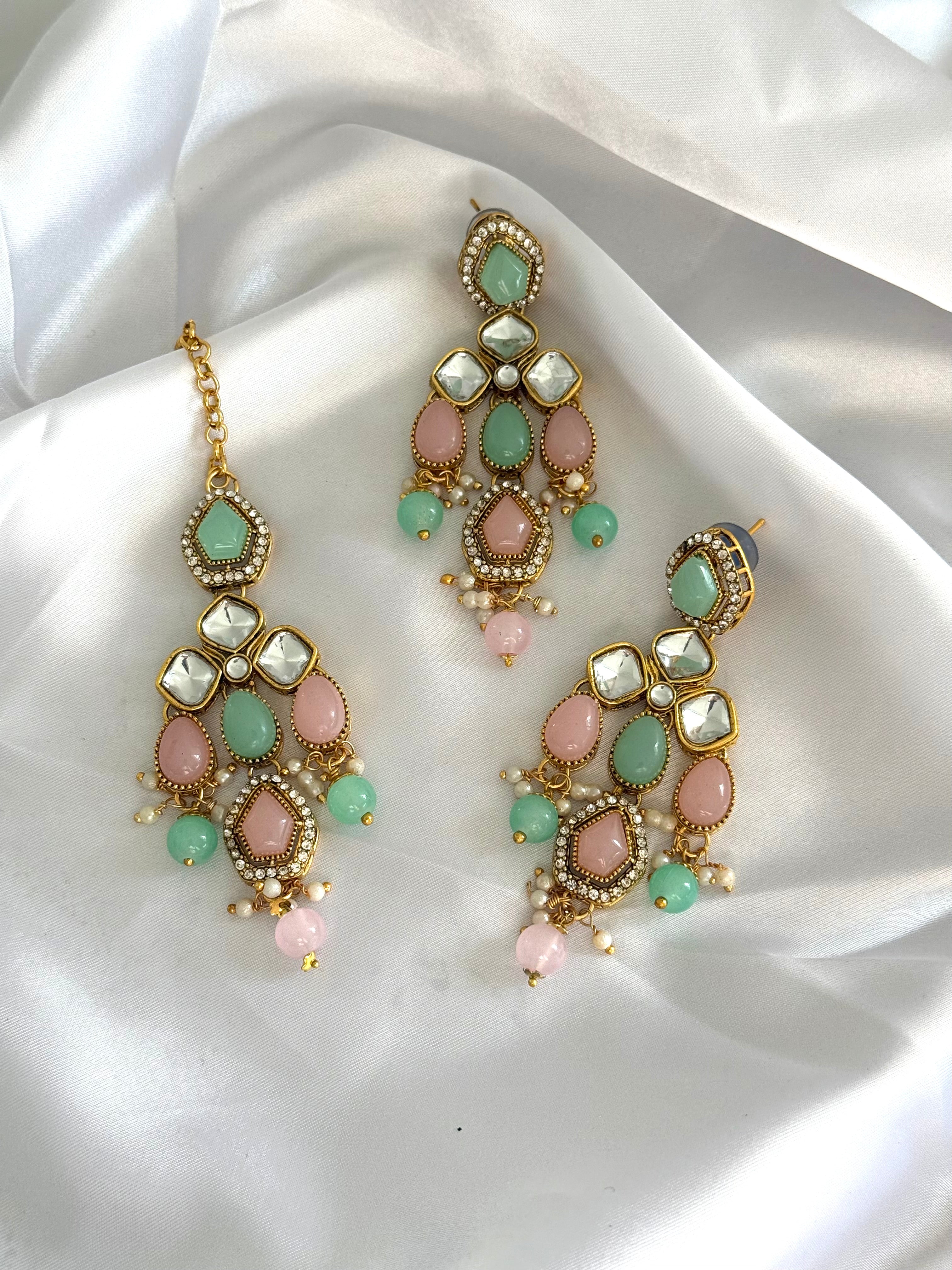 Elyana Necklace Set Mint Pink