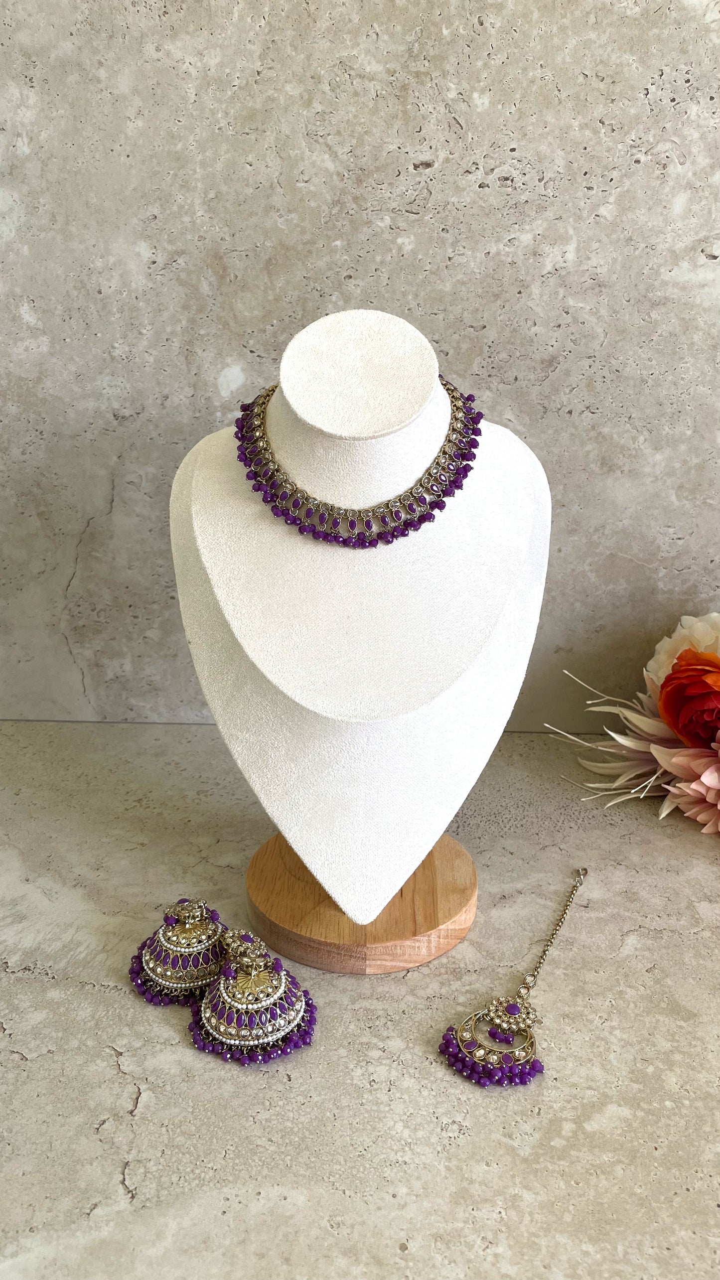 Alia Necklace Set Purple