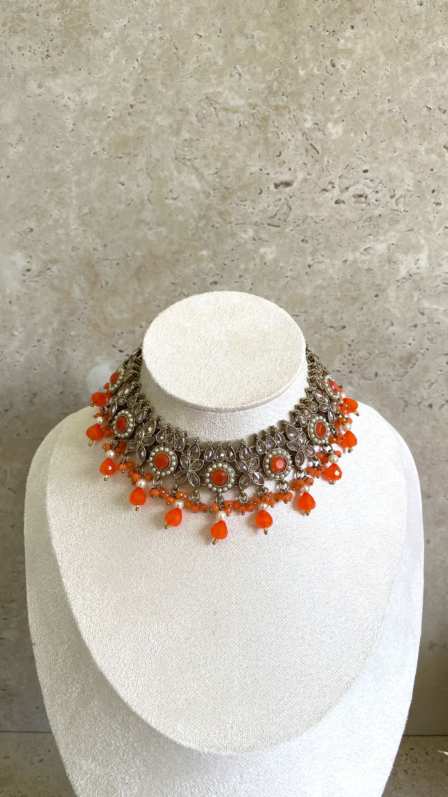 Deepika Necklace Set Orange