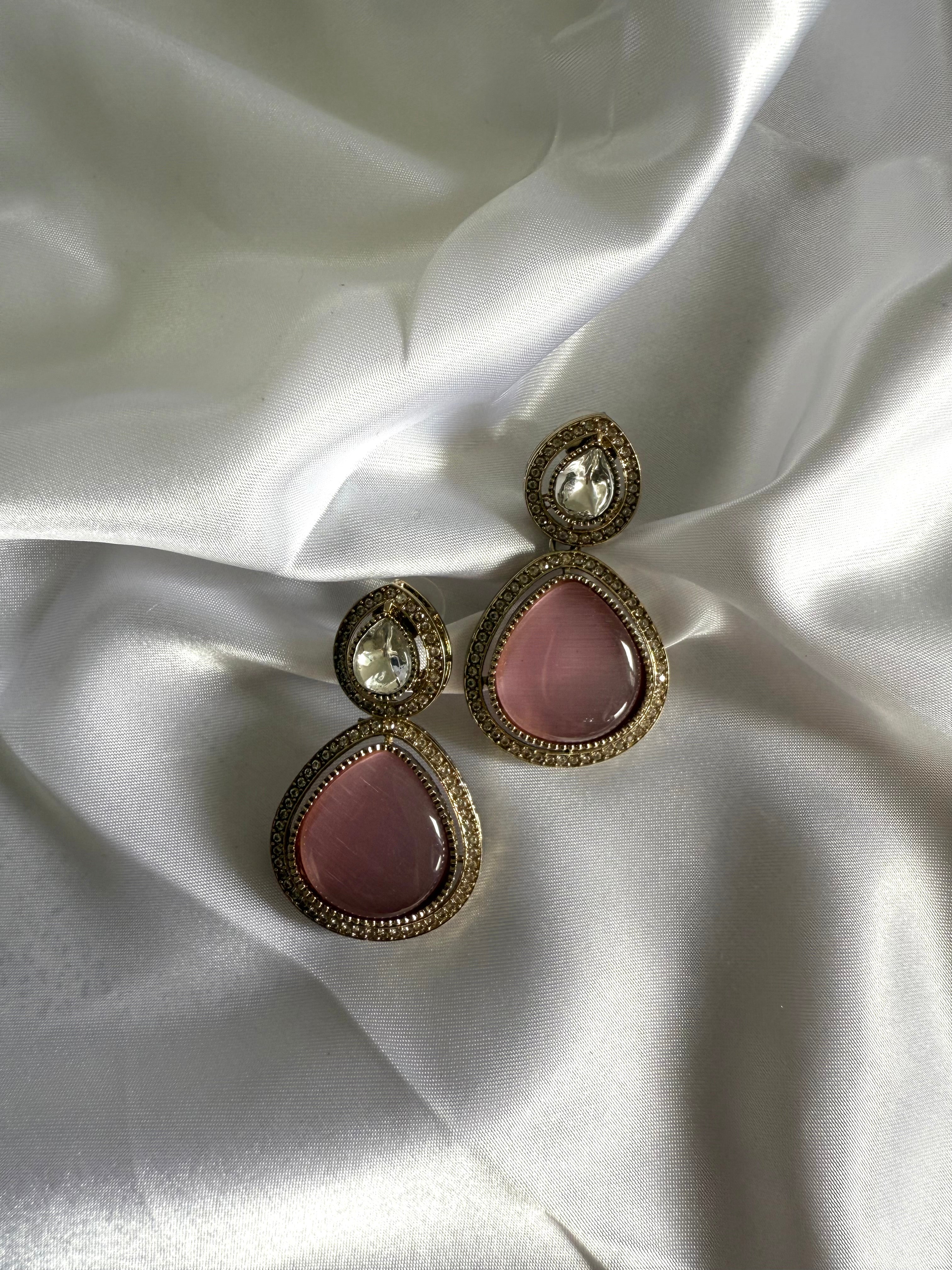 Heena Necklace Set Mint Pink