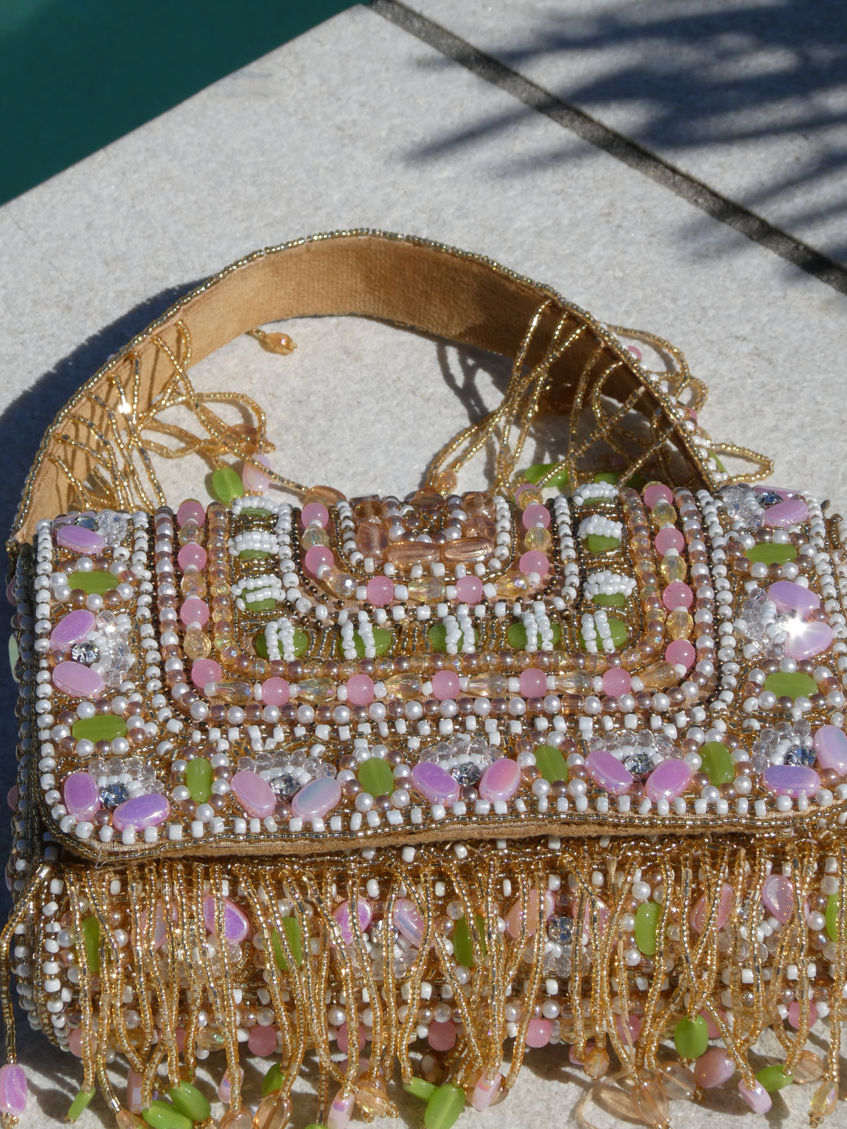 Ziya Beaded Bag | Mint Pink