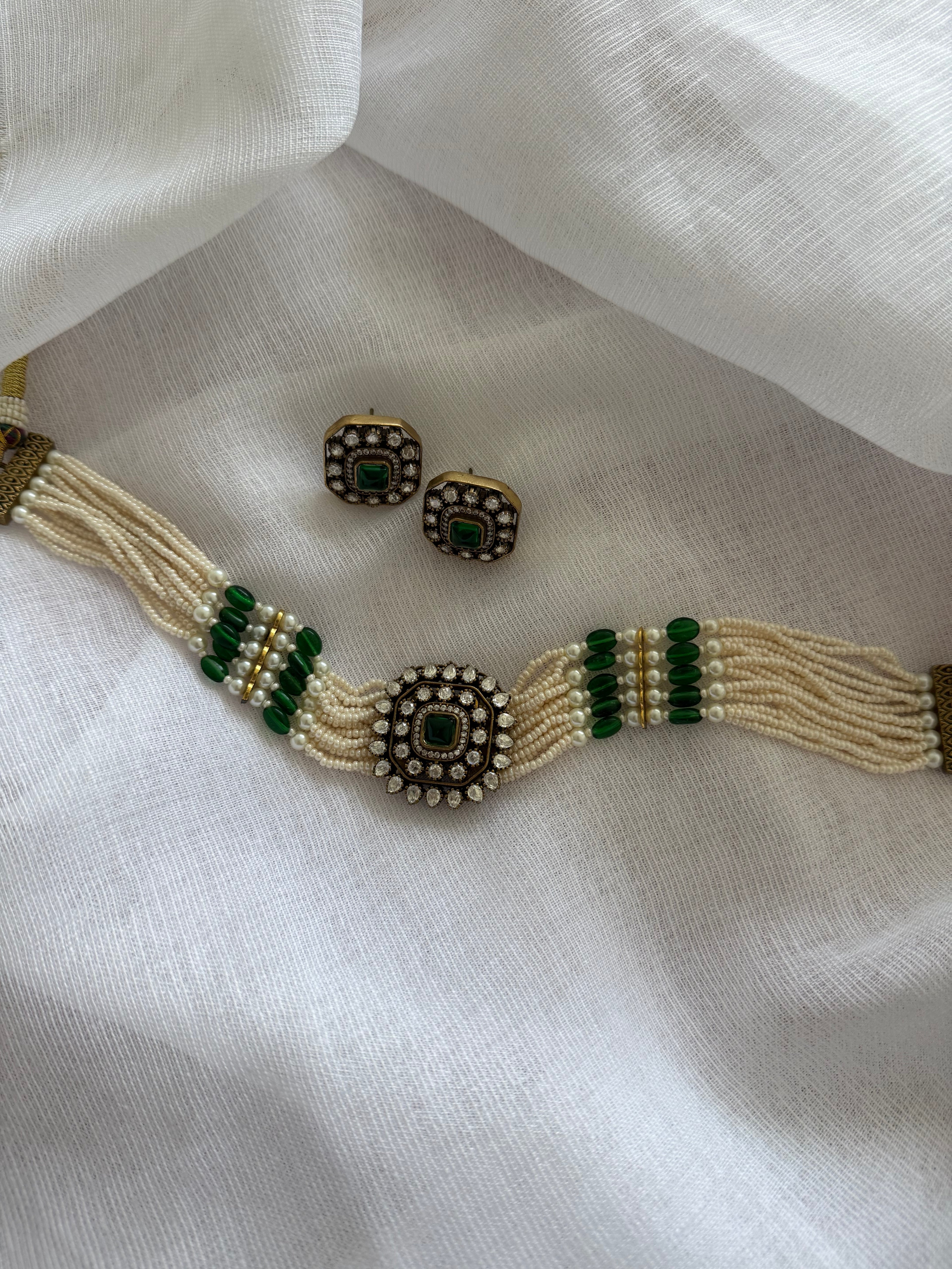 Ridhima Choker Set | Green