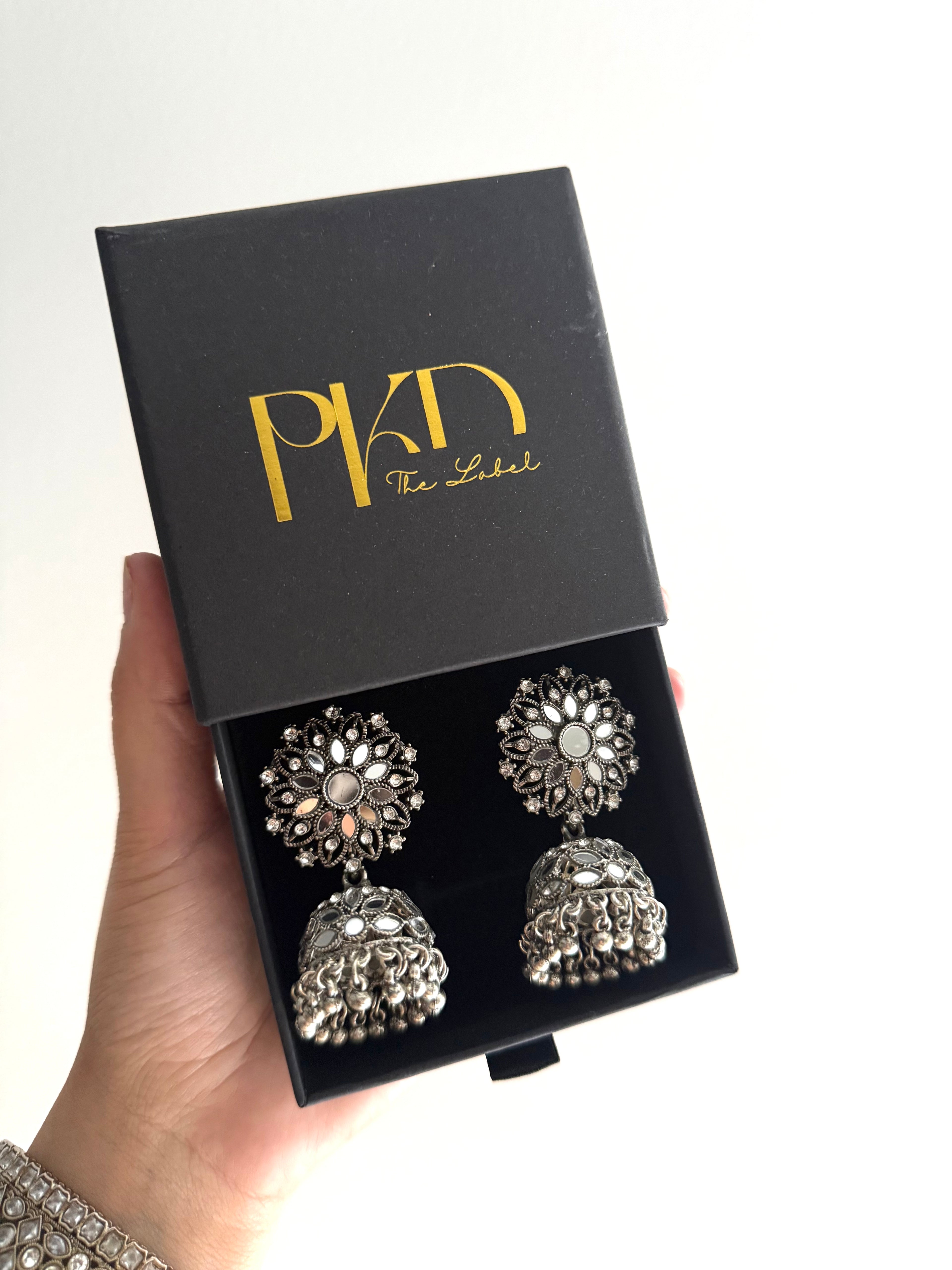 Vanya Mirror Earrings | Oxidised