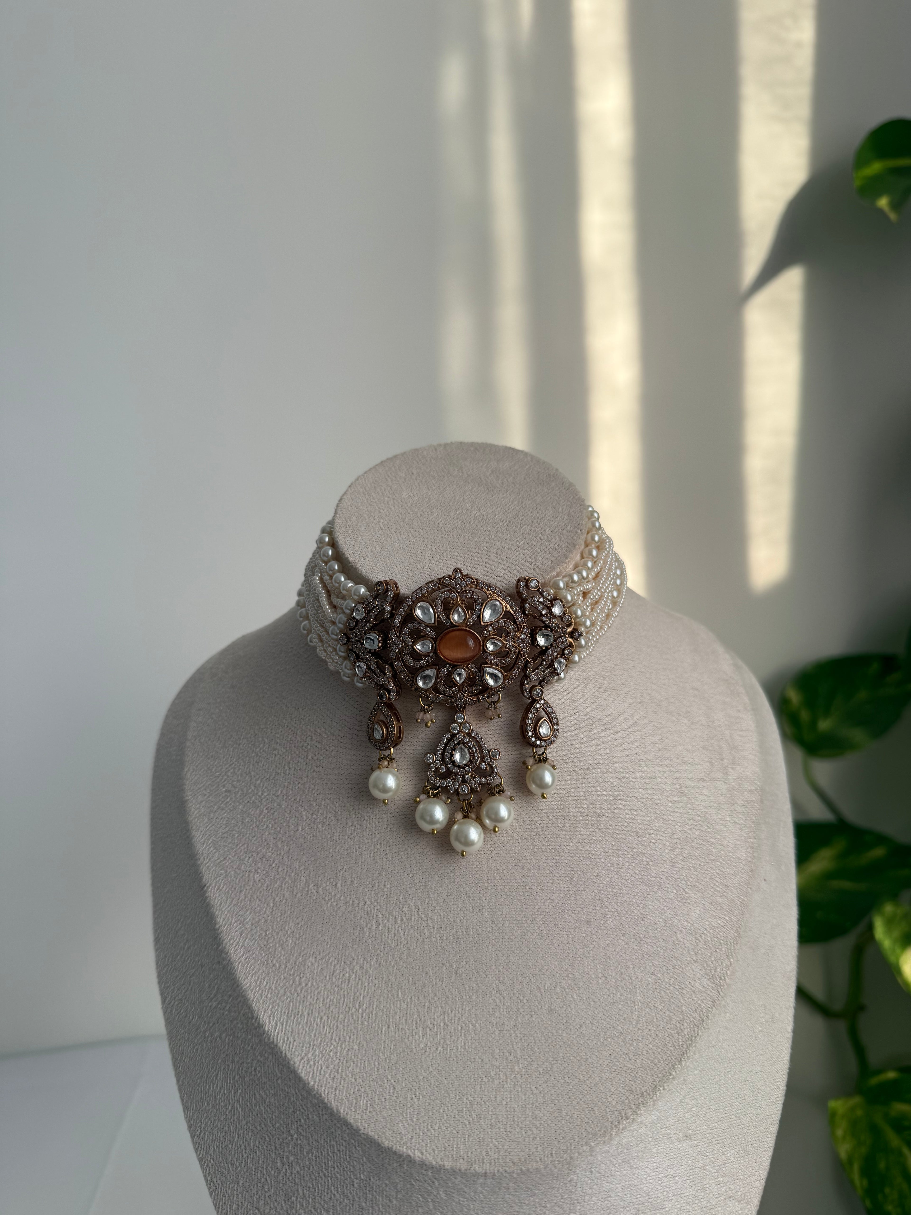 Dua Necklace Set | Peach