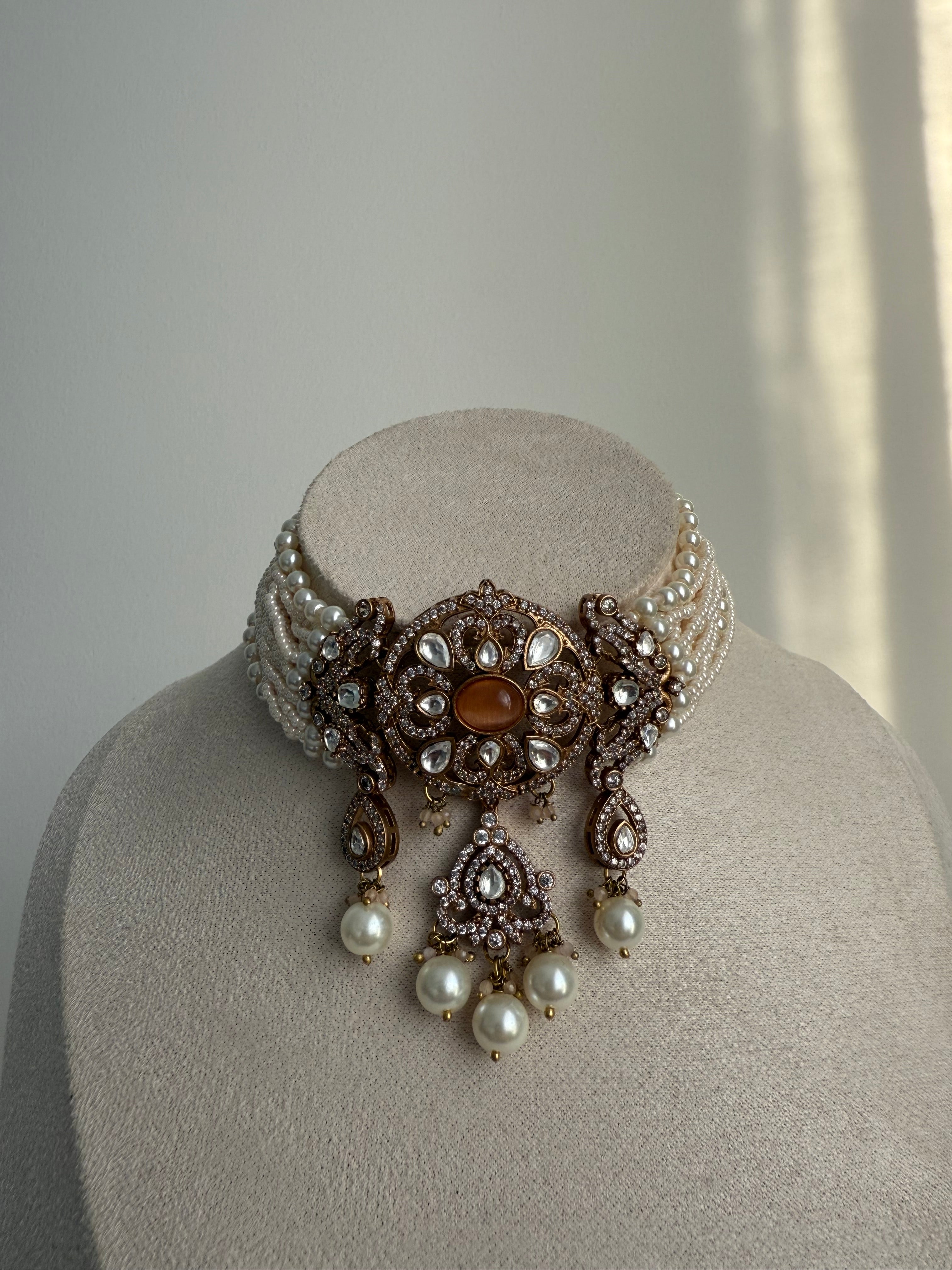 Dua Necklace Set | Peach