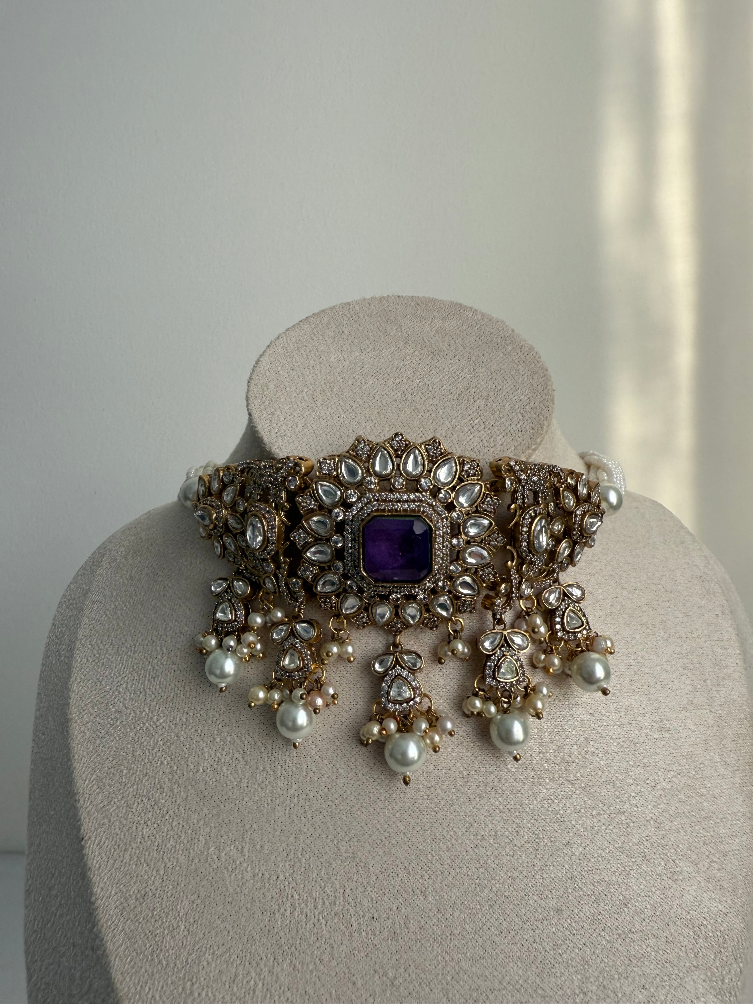 Jannat Necklace Set | Purple