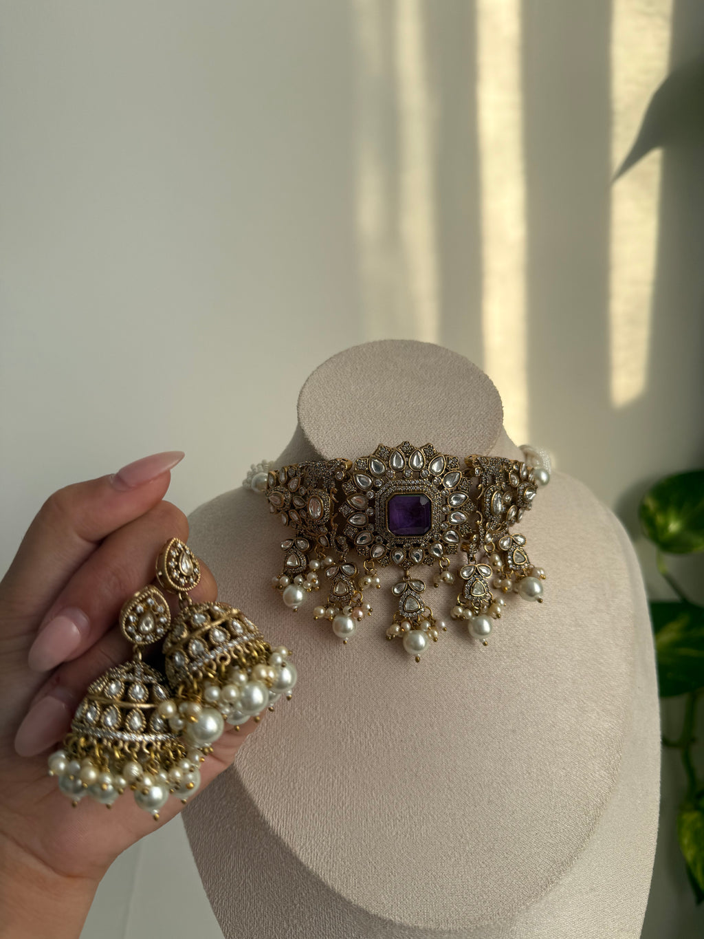 Jannat Necklace Set | Purple