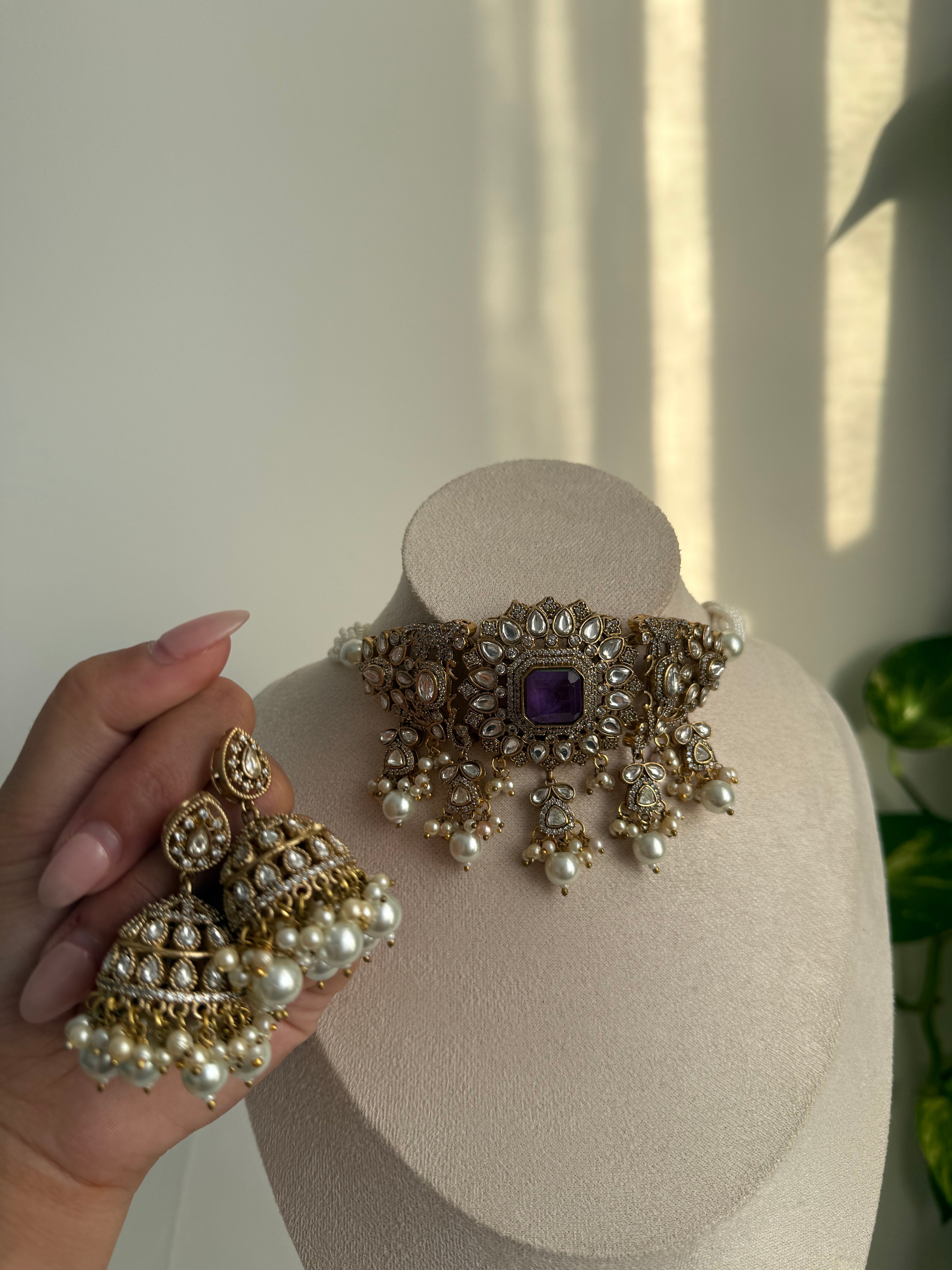 Jannat Necklace Set | Purple
