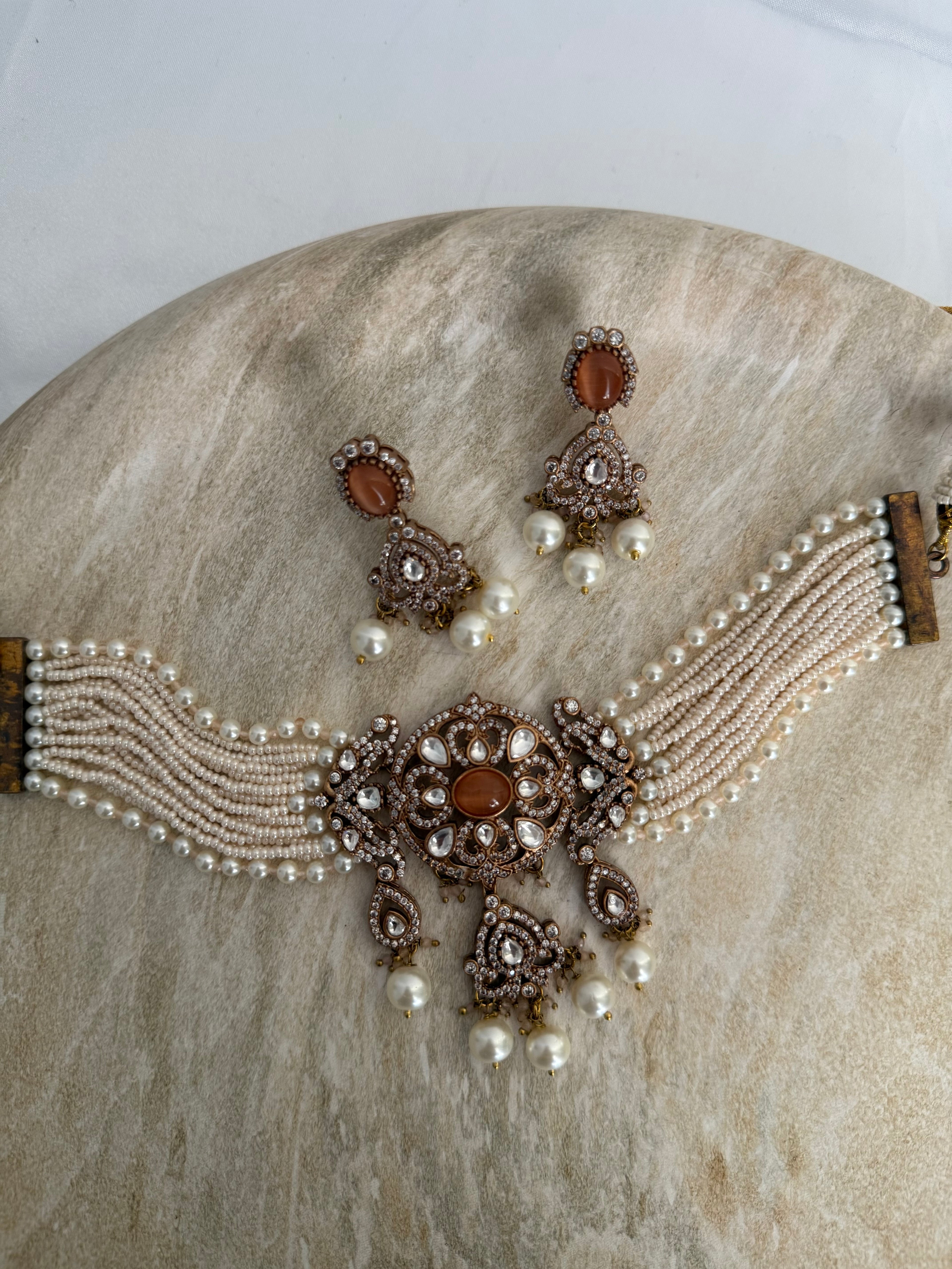 Dua Necklace Set | Peach