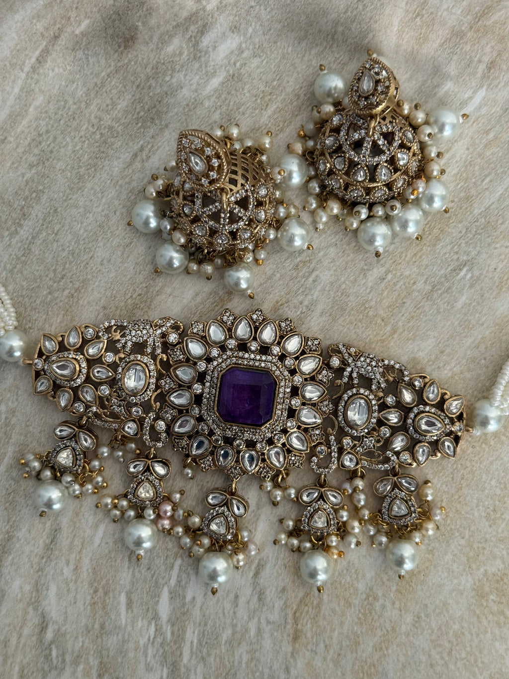 Jannat Necklace Set | Purple