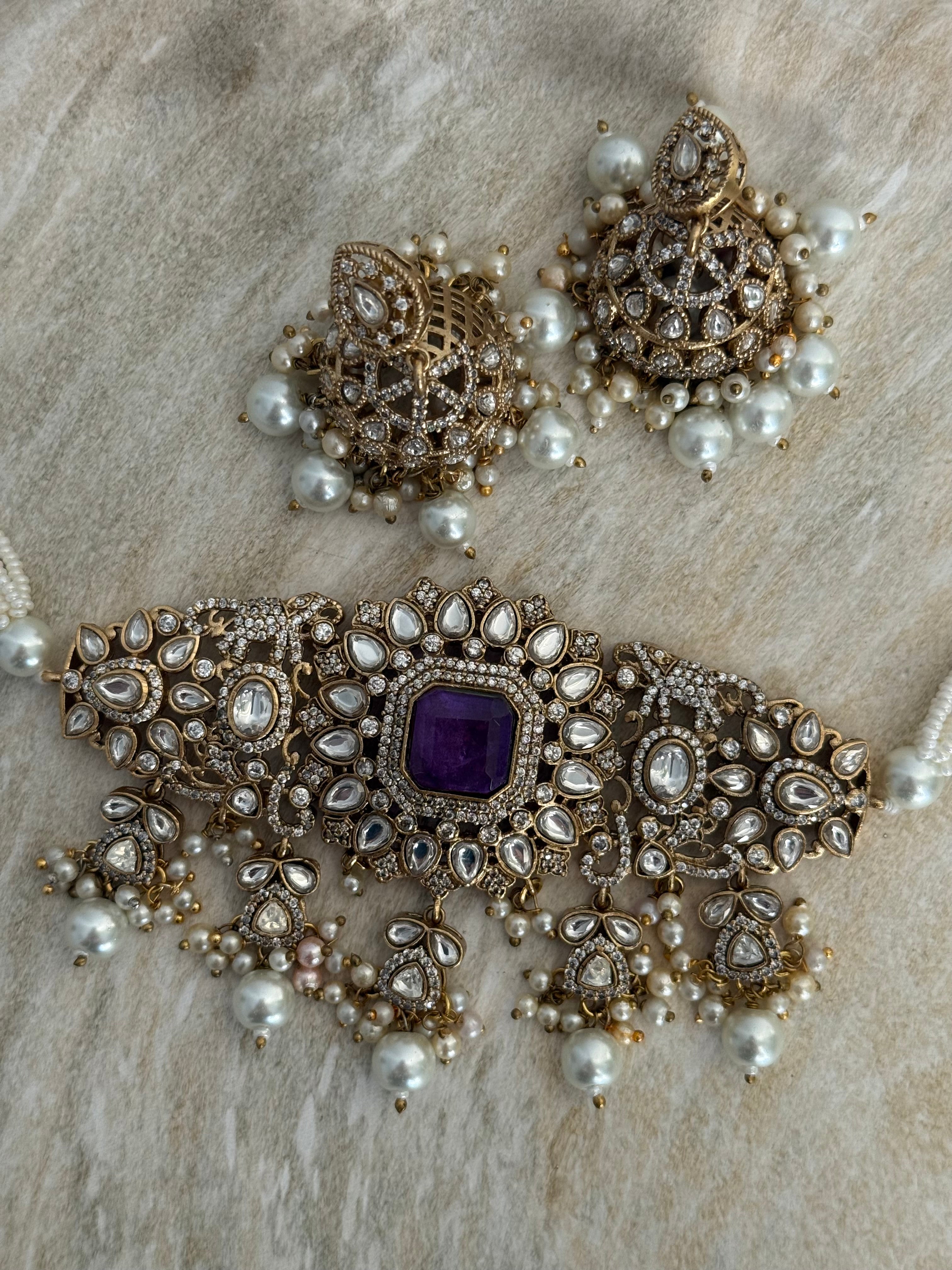 Jannat Necklace Set | Purple