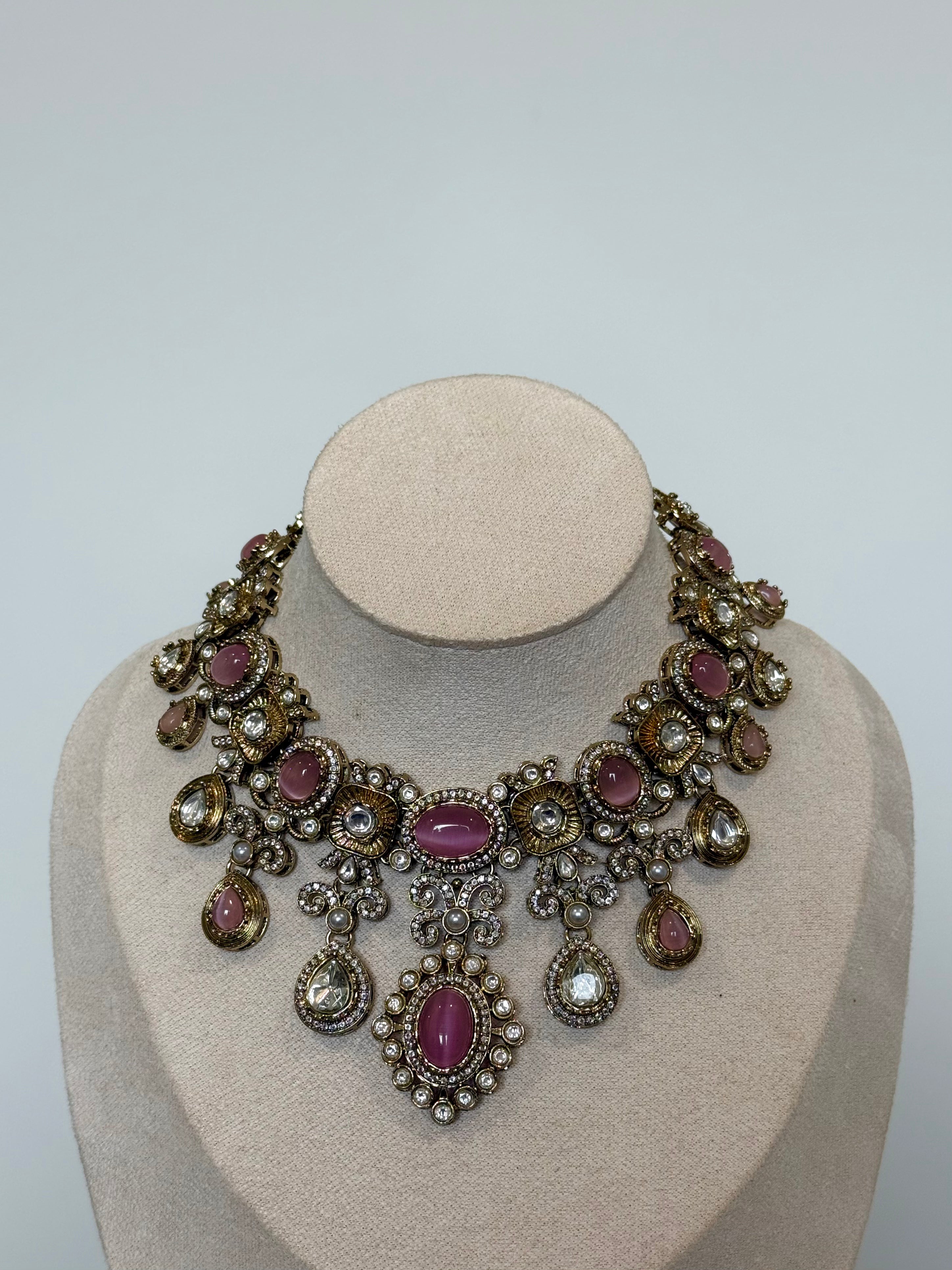Ambika Necklace Set | Baby Pink
