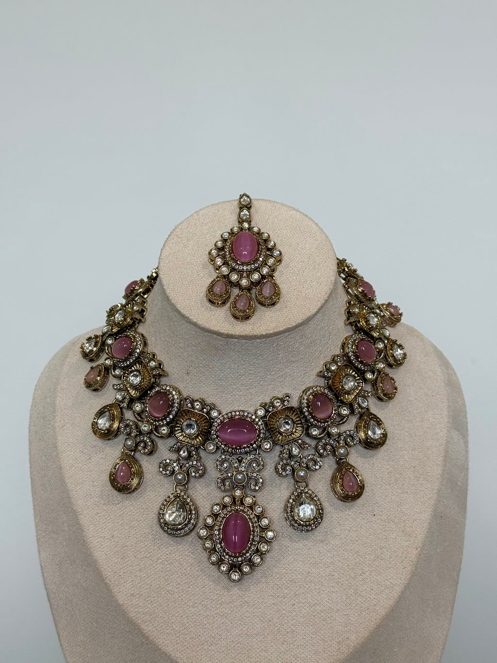 Ambika Necklace Set | Baby Pink