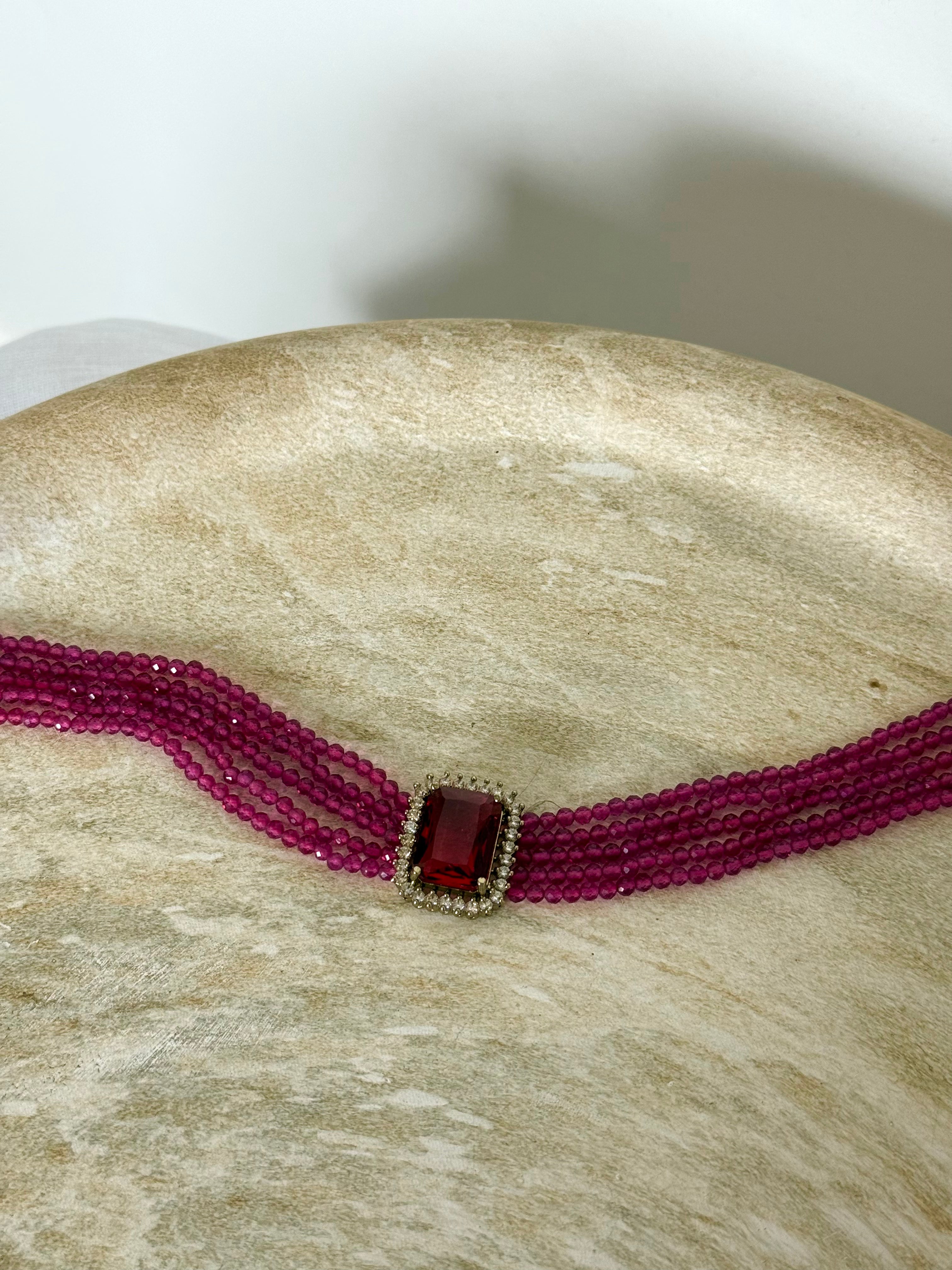 Rumi Choker Set | Wine Red