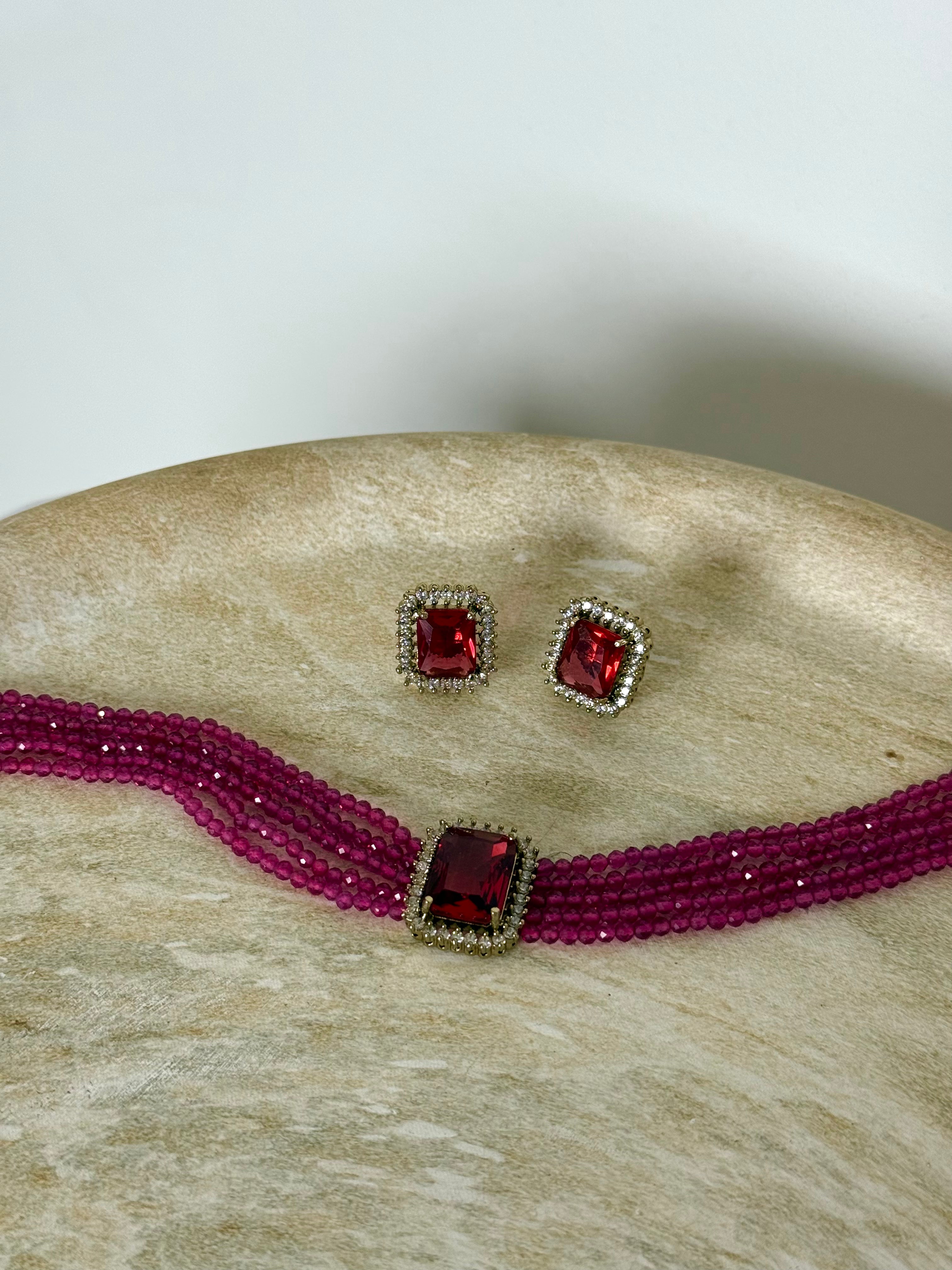 Rumi Choker Set | Wine Red