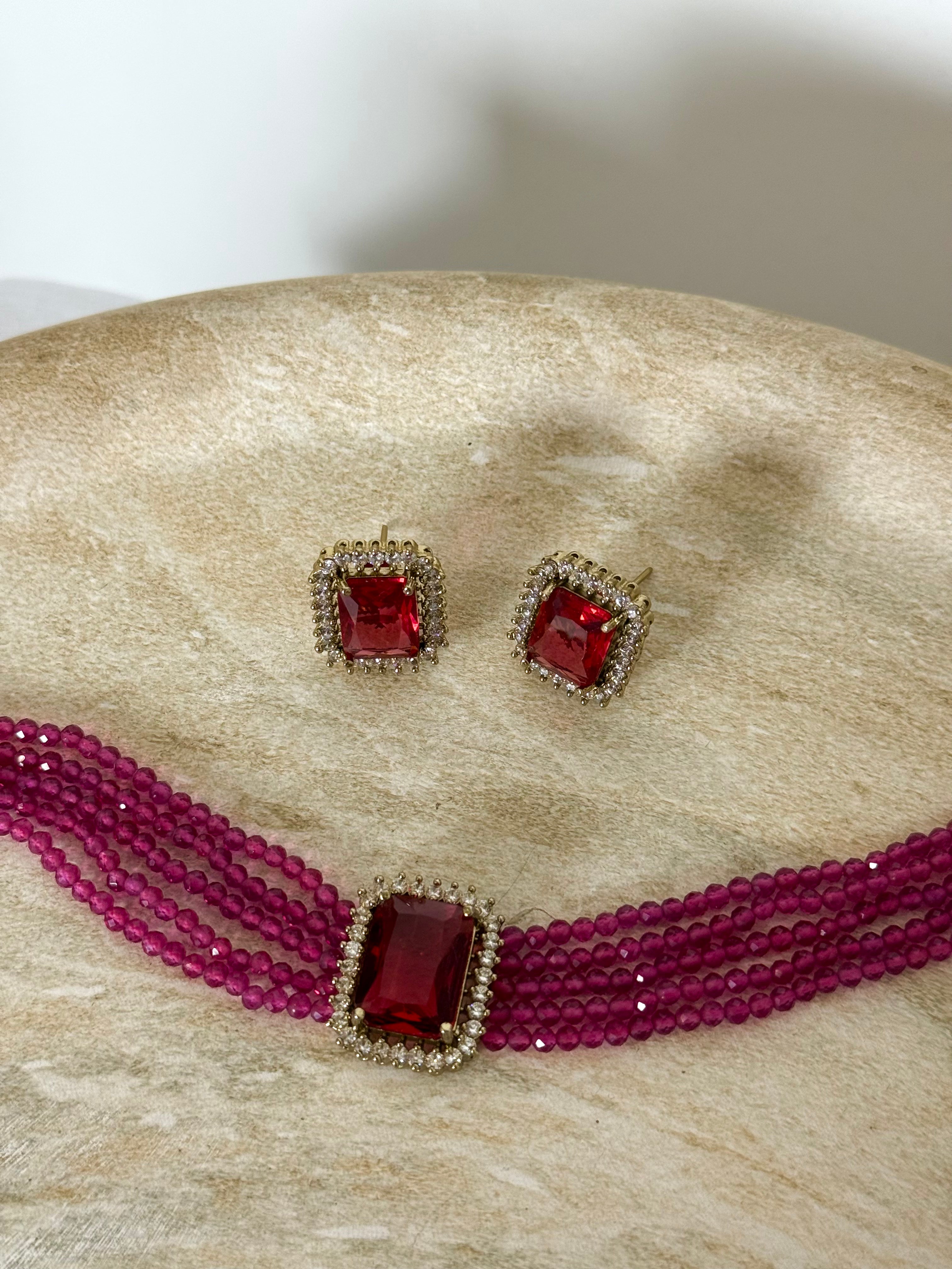 Rumi Choker Set | Wine Red