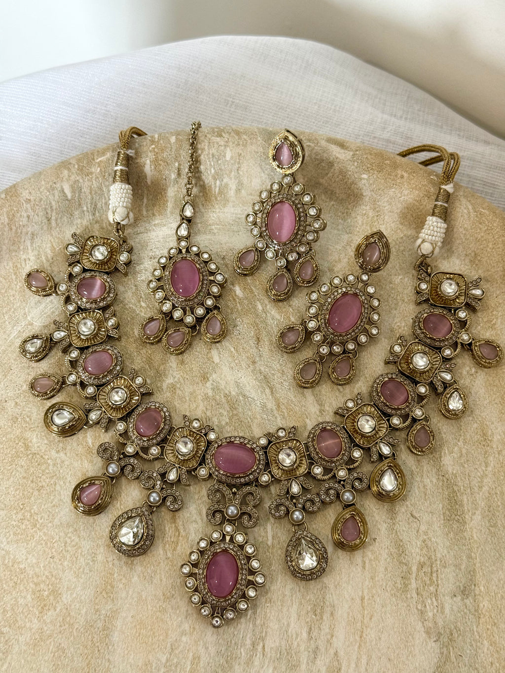 Ambika Necklace Set | Baby Pink