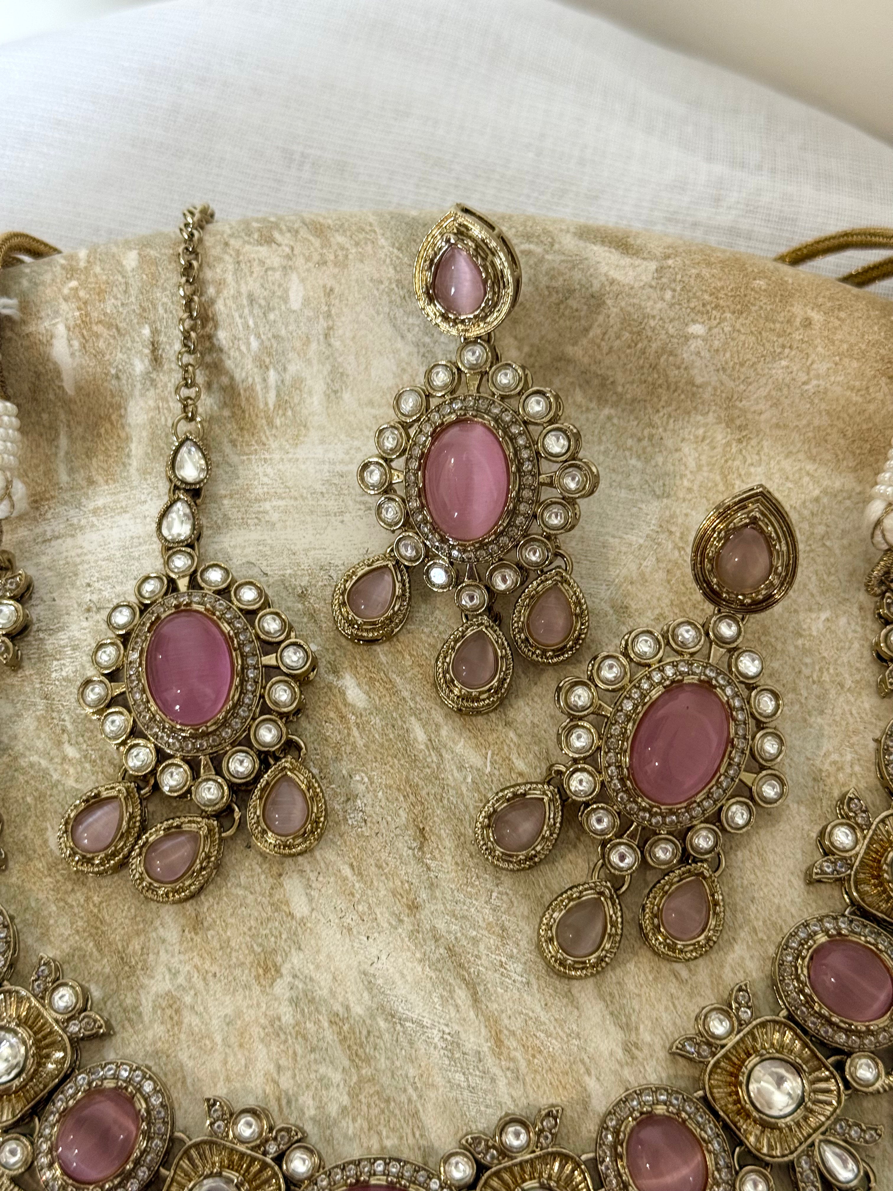 Ambika Necklace Set | Baby Pink