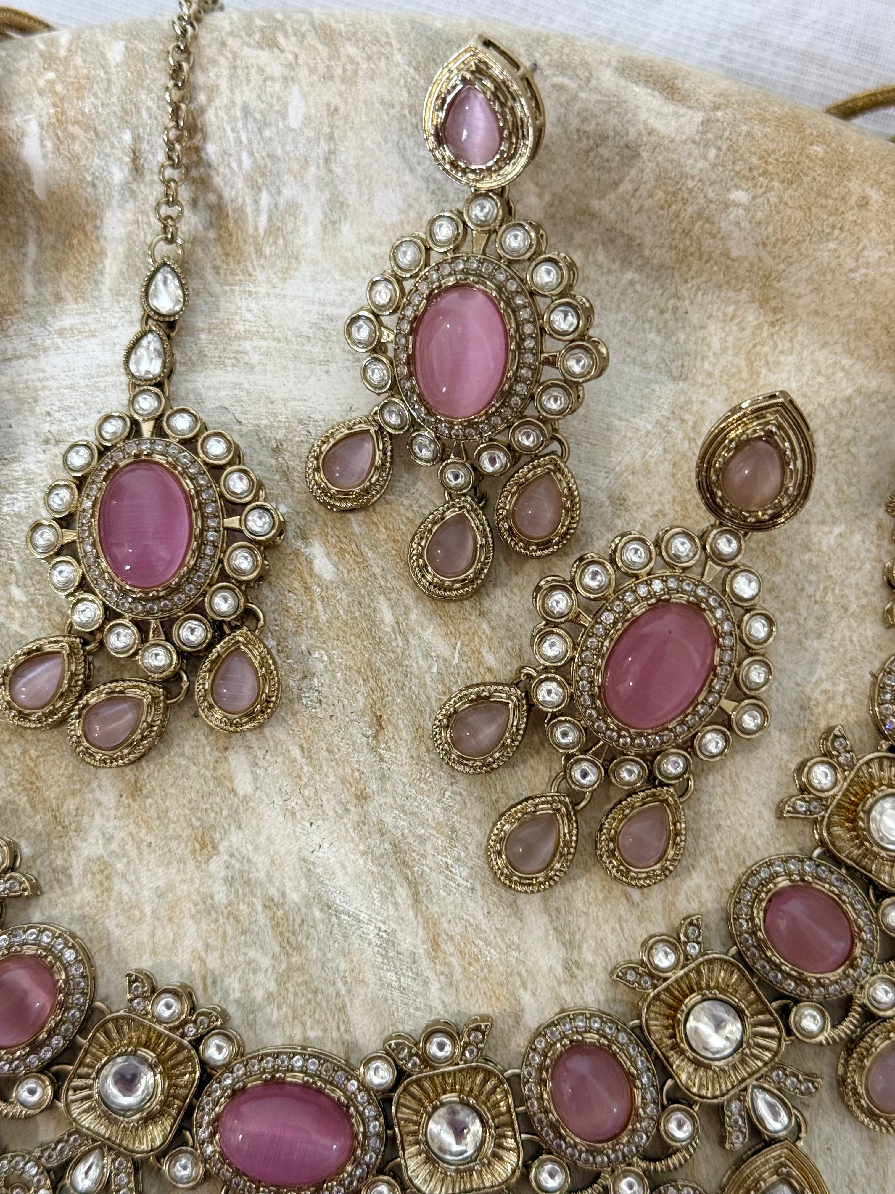 Ambika Necklace Set | Baby Pink