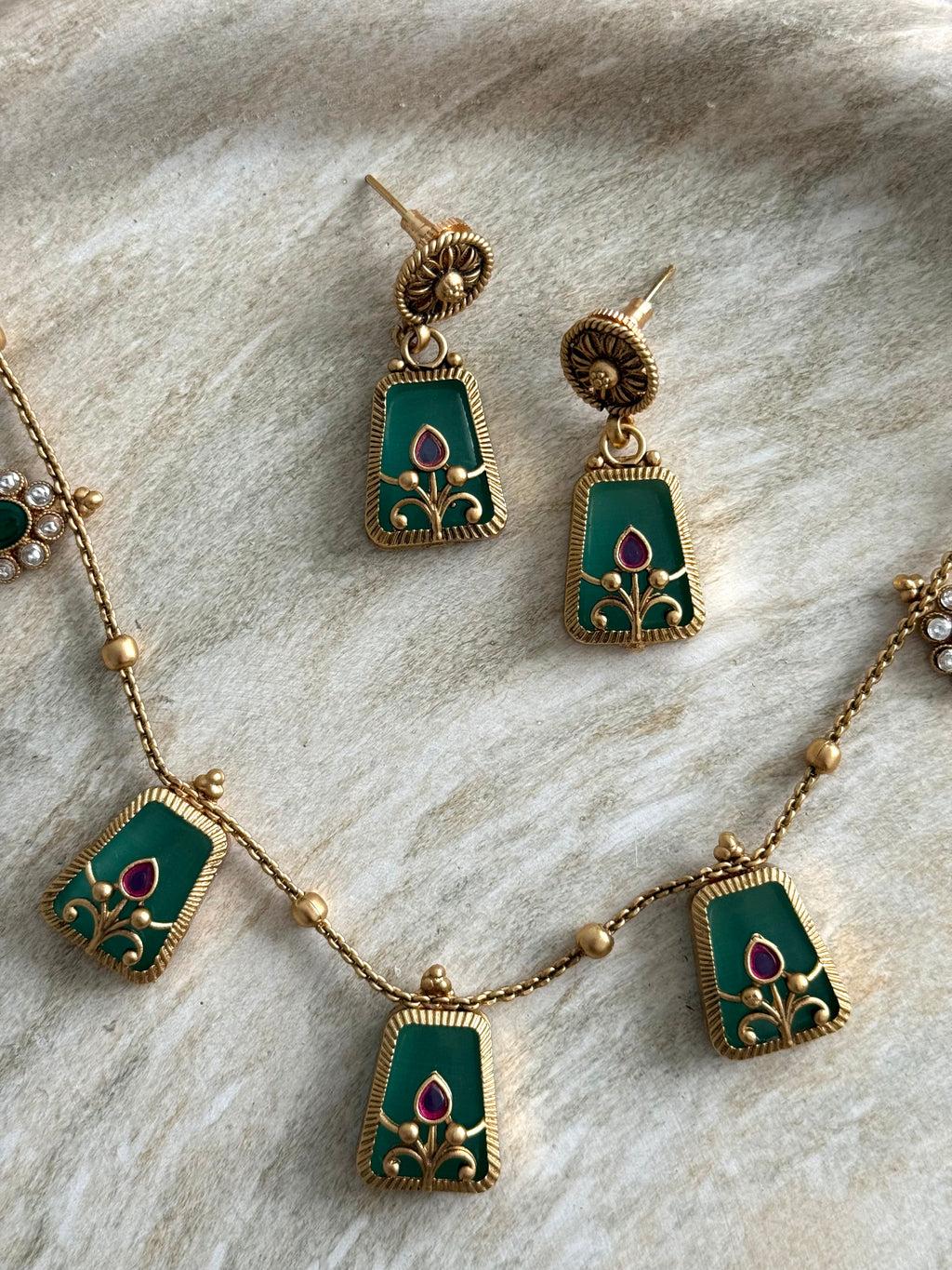 Mehreen Necklace Set | Mint