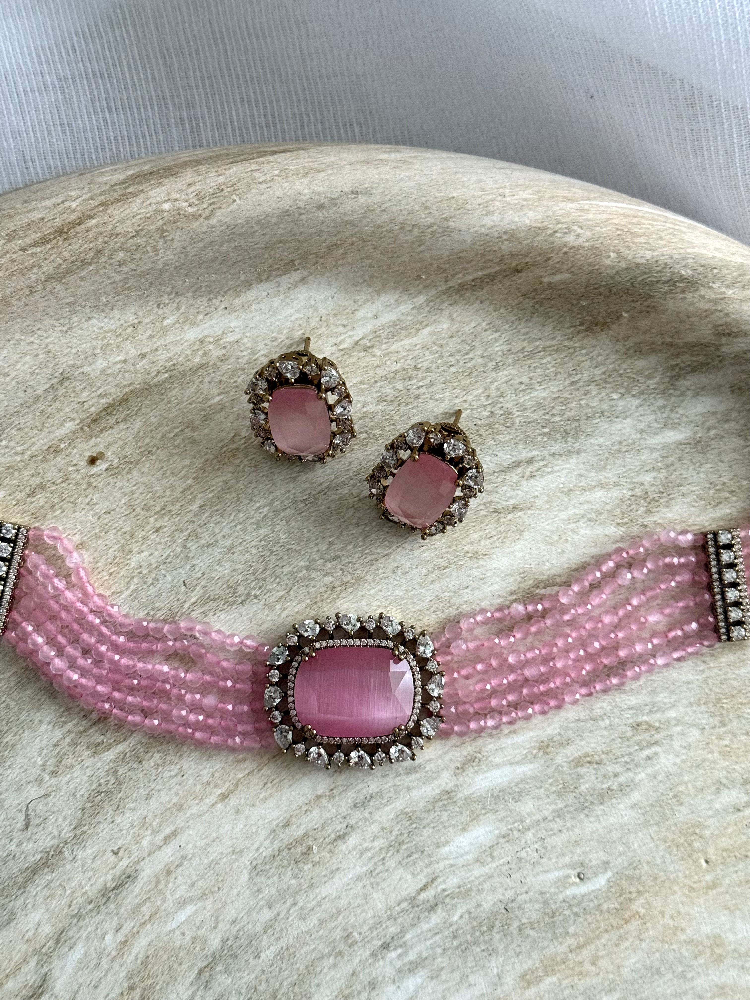 Akanksha Necklace Set | Baby Pink