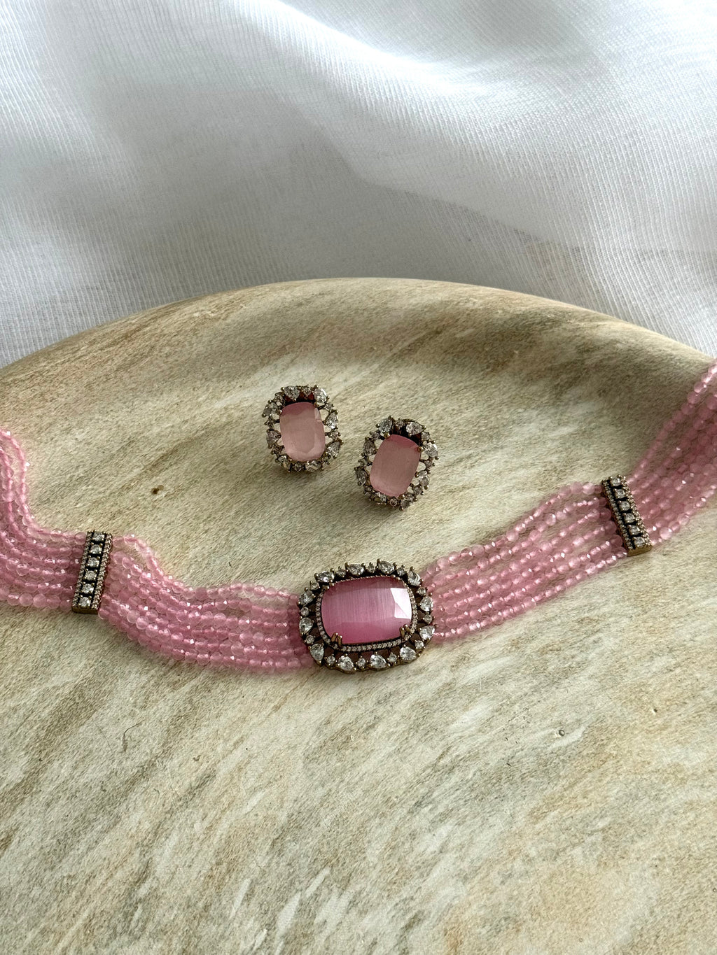 Akanksha Necklace Set | Baby Pink
